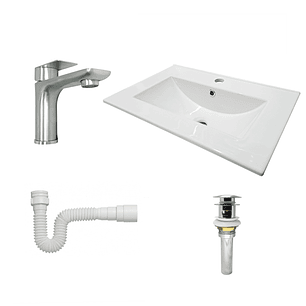 Combo Lavamanos + Grifería Mezclador y Desagüe C1235