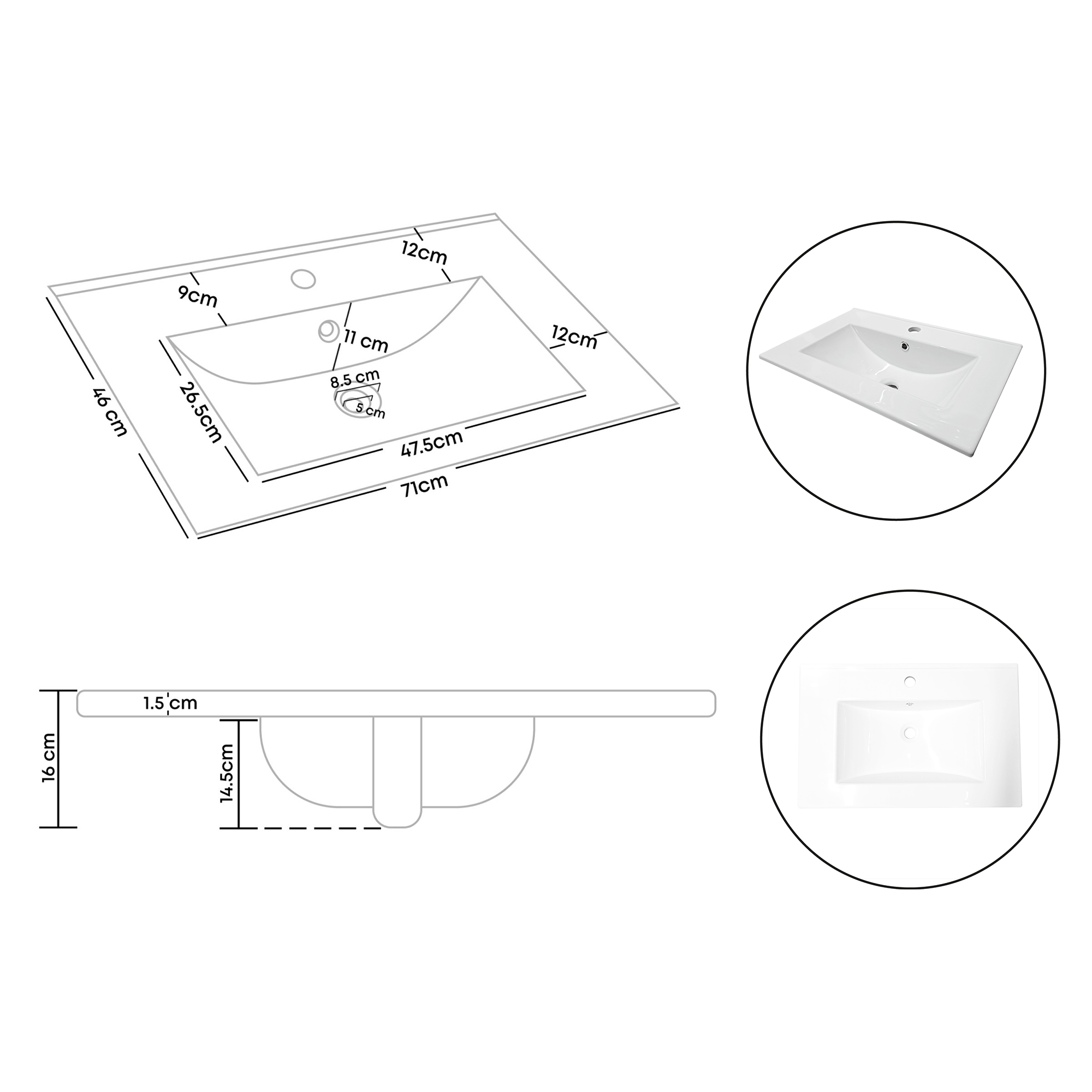 Combo Lavamanos + Grifería Mezclador y Desagüe C1236