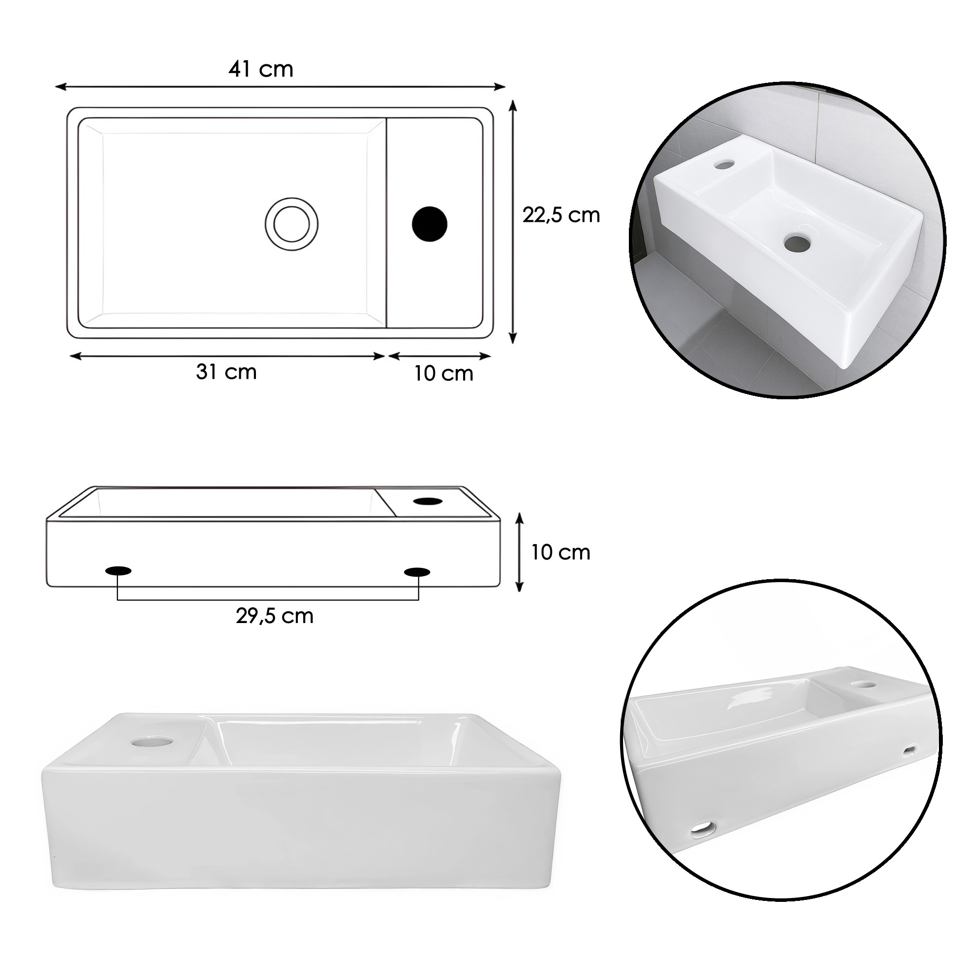 Combo Lavamanos + Grifería Mezclador y Desagüe C1237
