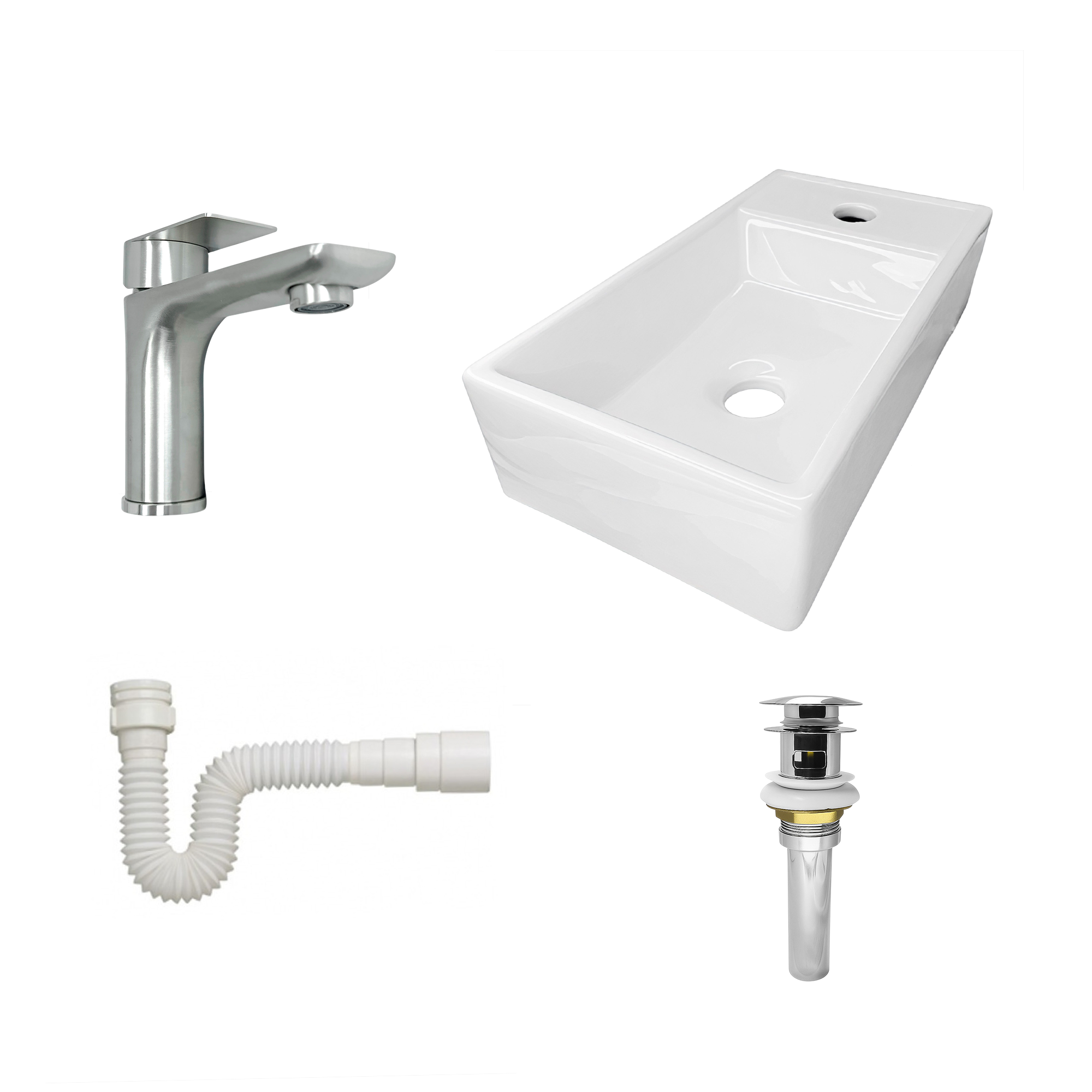 Combo Lavamanos + Grifería Mezclador y Desagüe C1237