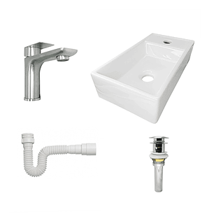 Combo Lavamanos + Grifería Mezclador y Desagüe C1237