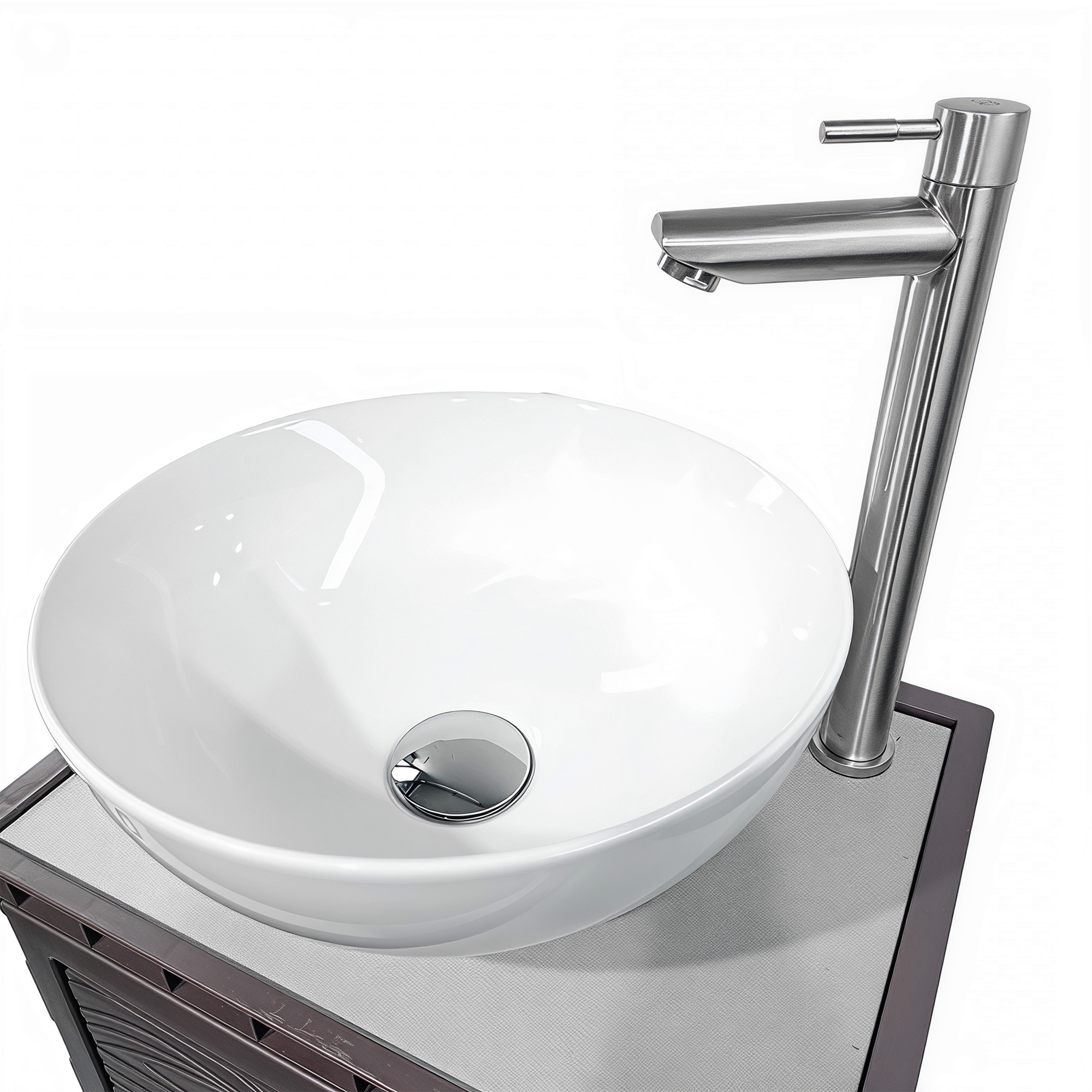 Kit Mueble + Lavamanos + Griferia  Ccol1137 Marrón Oscuro Un Agujero