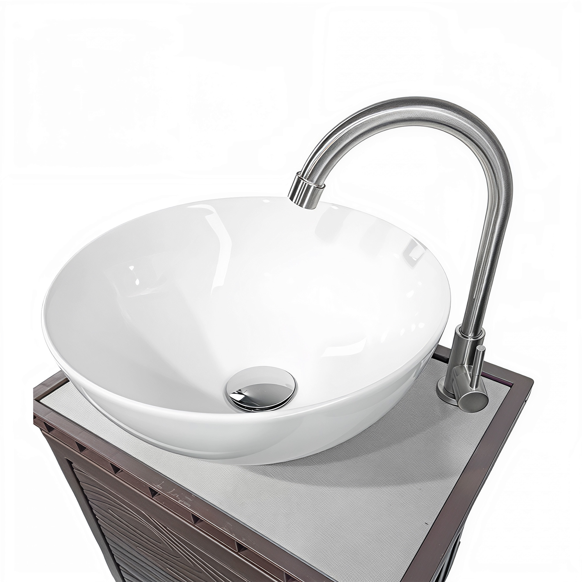 Kit Mueble + Lavamanos + Griferia  Ccol1139 Marrón Oscuro Un Agujero