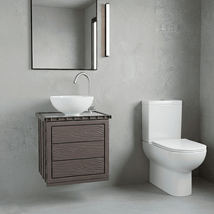 Kit Mueble Marrón Pvc + Lavamanos + Griferia C1159