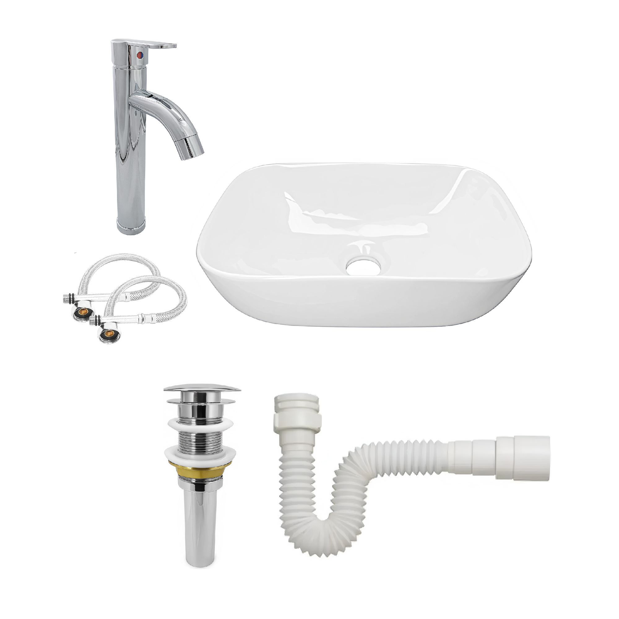 Combo Lavamanos + Grifería Mezclador + Push + Sifón C1252