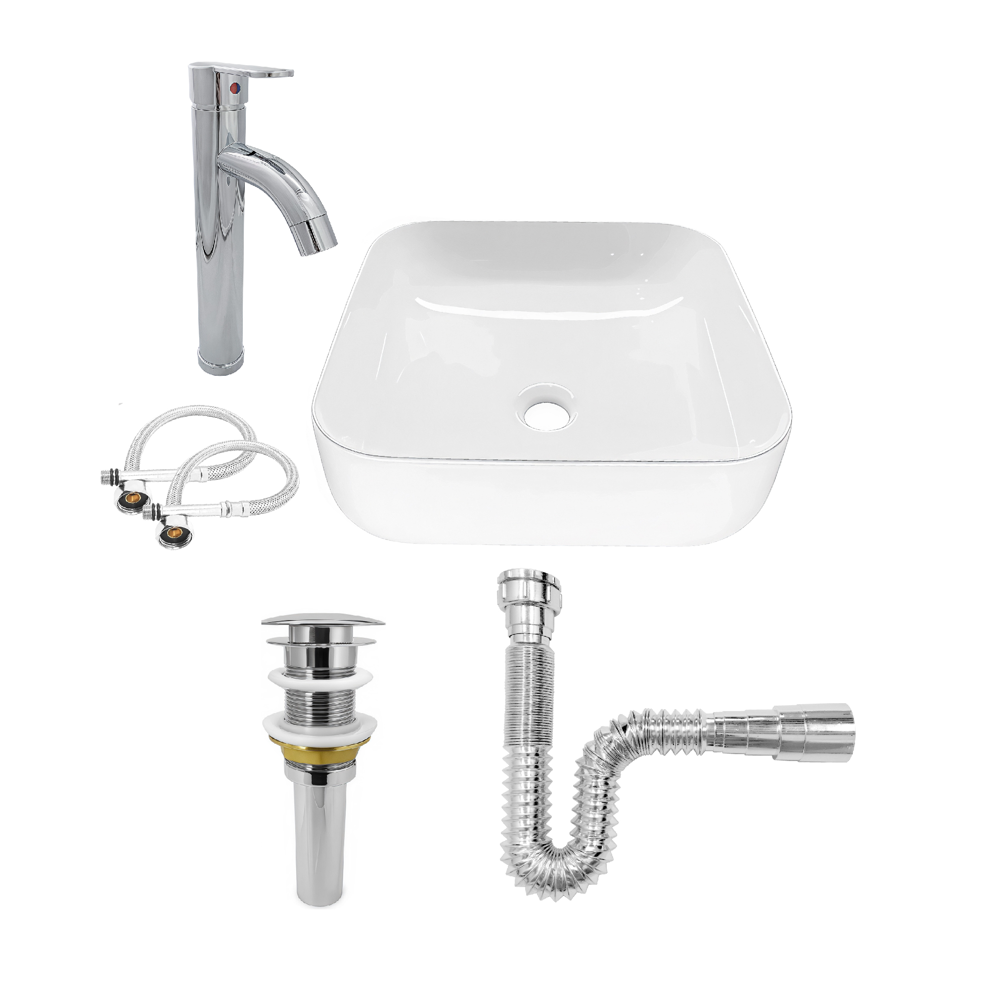 Combo Lavamanos + Grifería Mezclador + Push + Sifón C1253