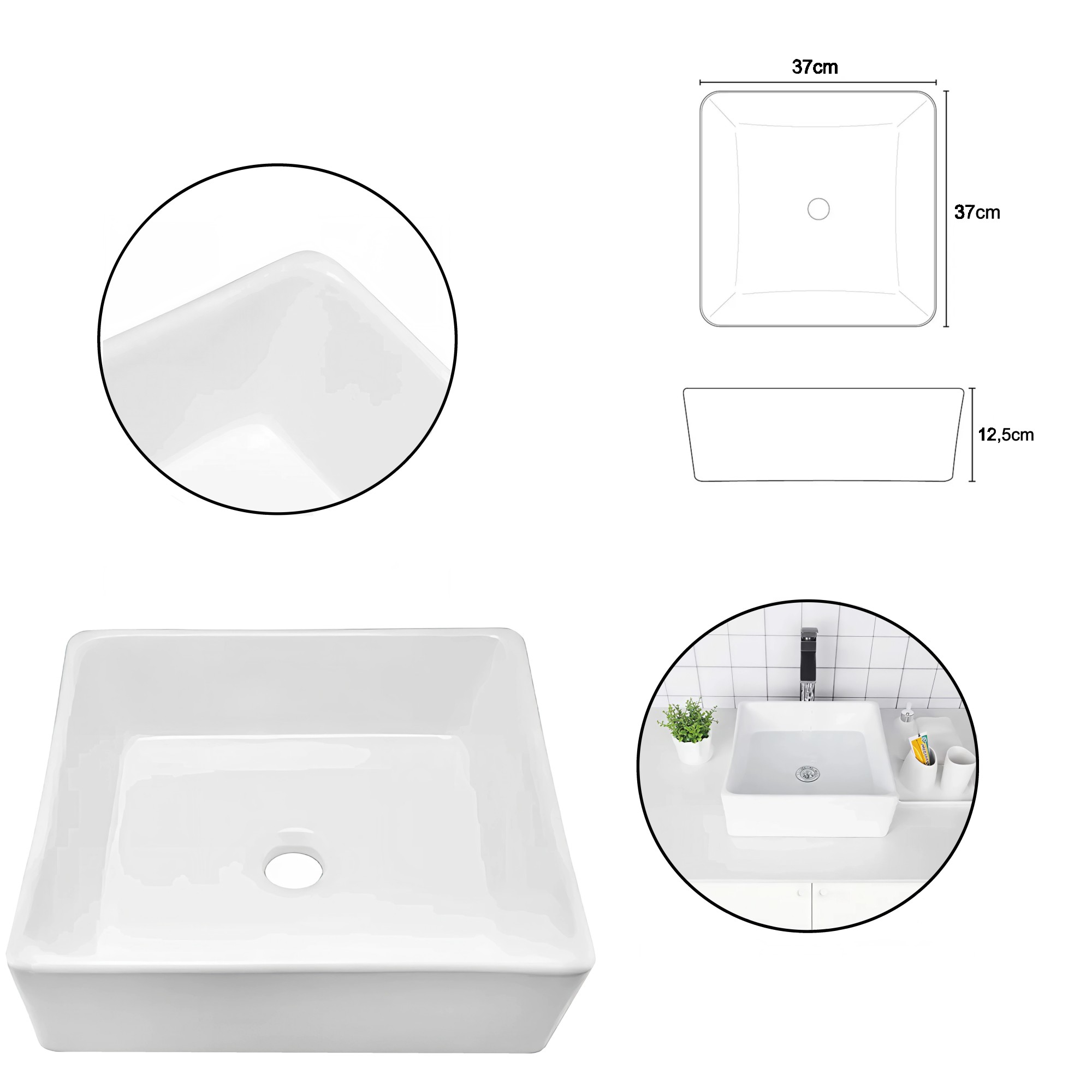 Combo Lavamanos + Grifería Mezclador + Push + Sifón C1254