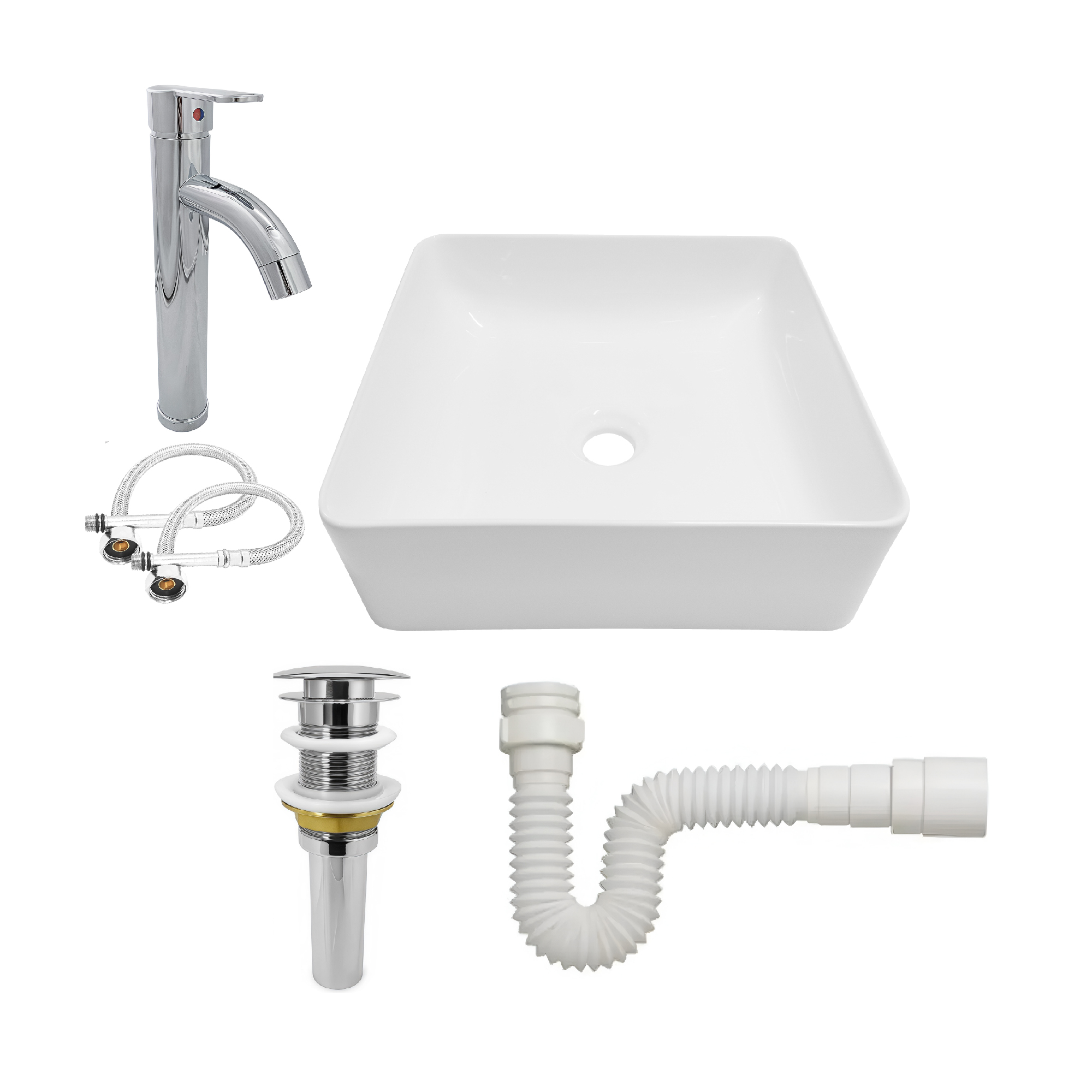 Combo Lavamanos + Grifería Mezclador + Push + Sifón C1254