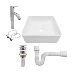 Combo Lavamanos + Grifería Mezclador + Push + Sifón C1254