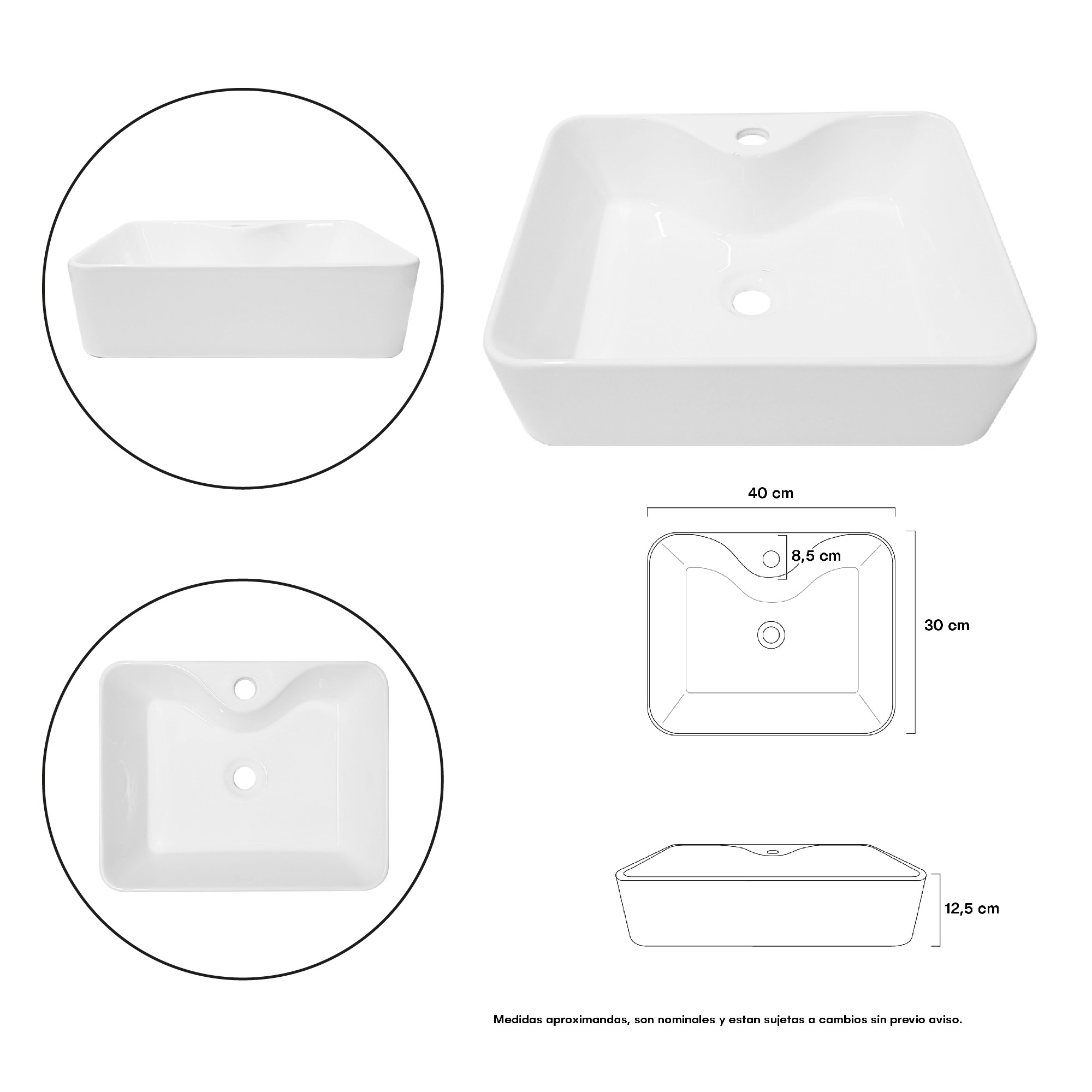 Combo Lavamanos Pequeño Rectangular+ Grifería Mezclador C732
