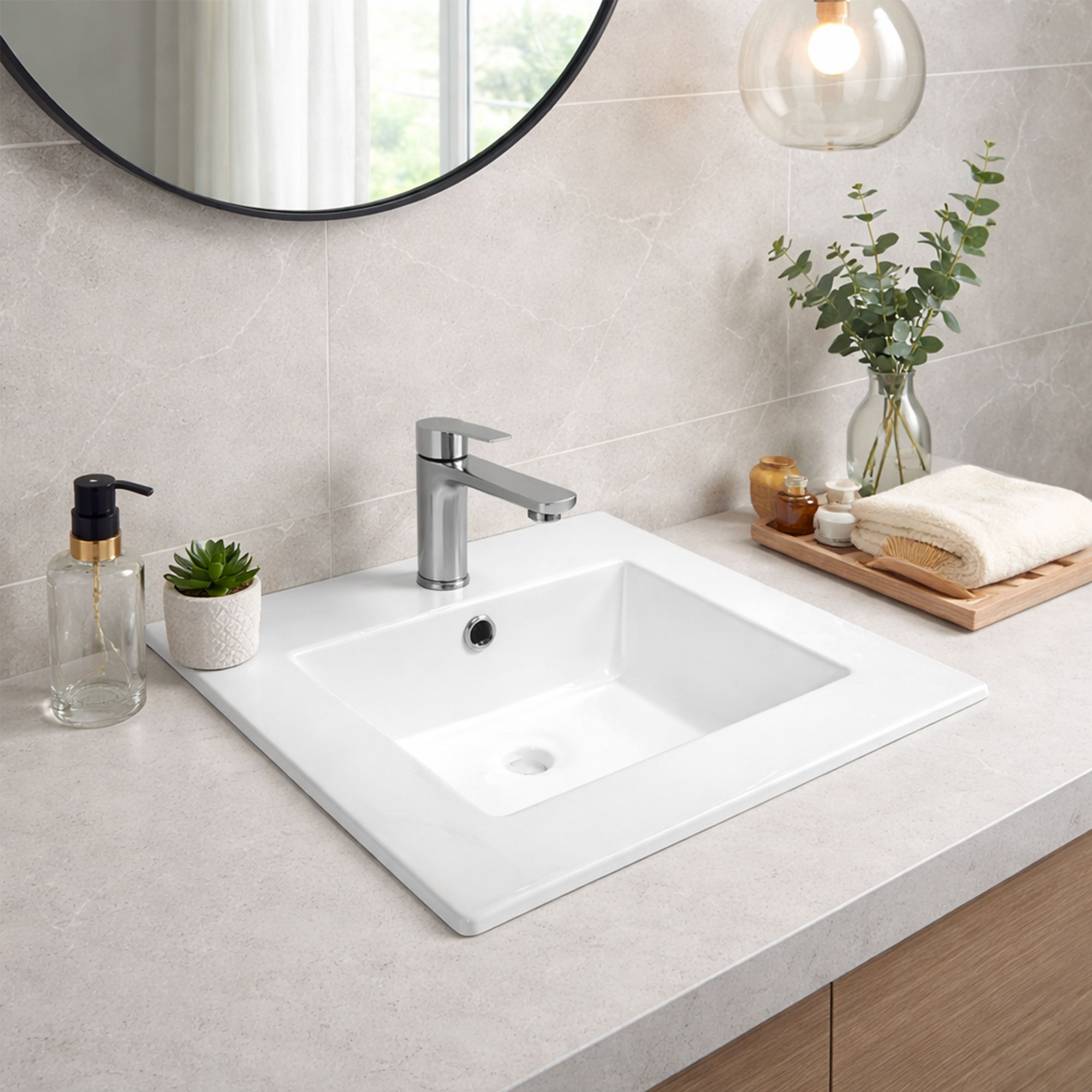 Combo Lavamanos + Grifería Mezclador y Desagüe C1232