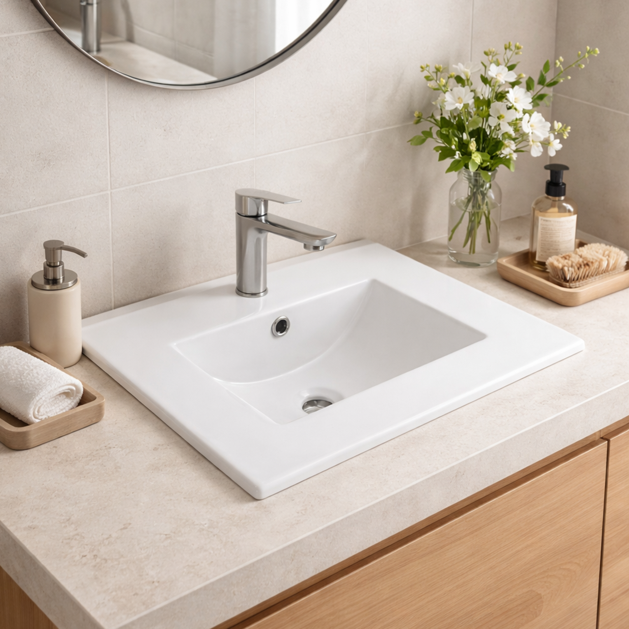 Combo Lavamanos + Grifería Mezclador y Desagüe C1233