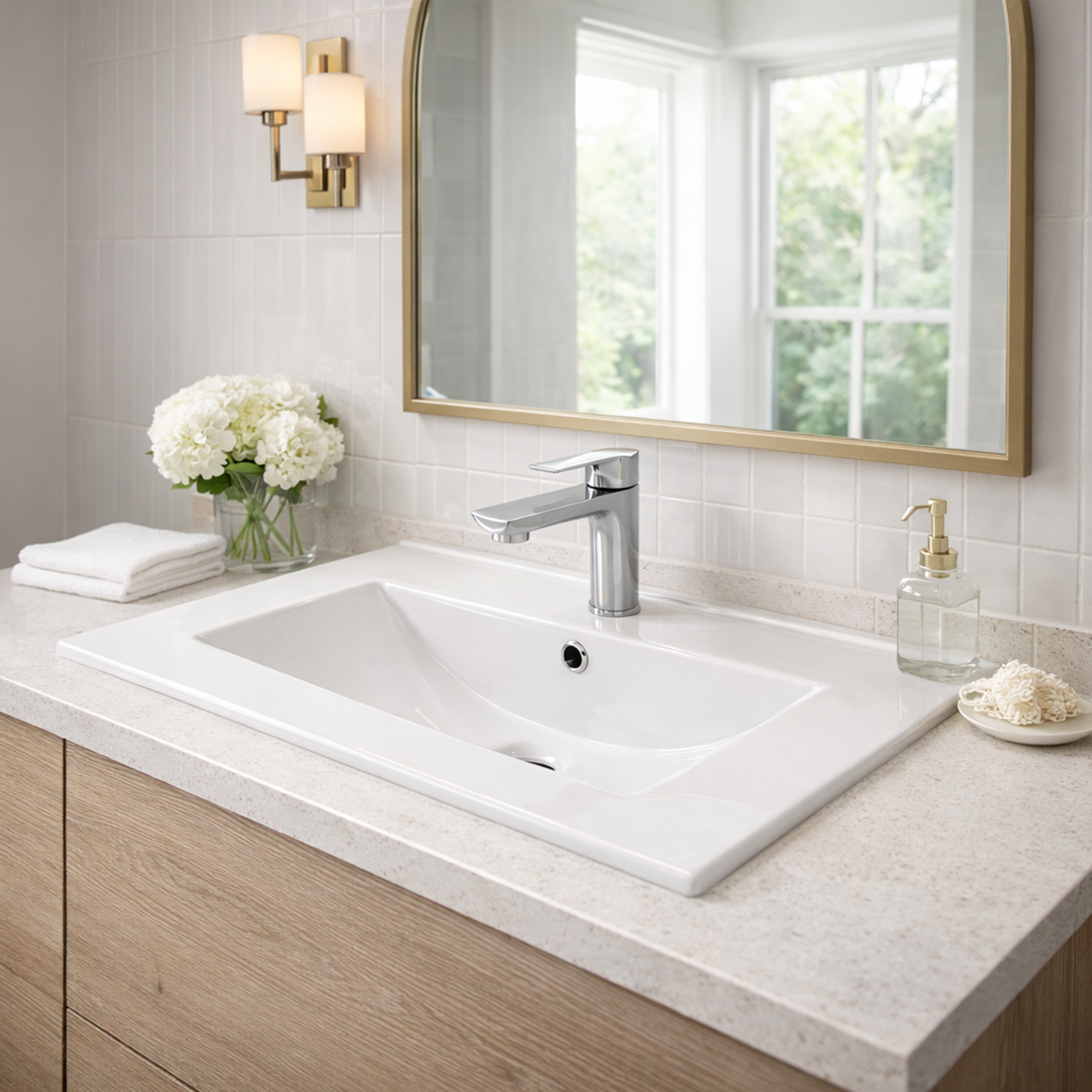 Combo Lavamanos + Grifería Mezclador y Desagüe C1235