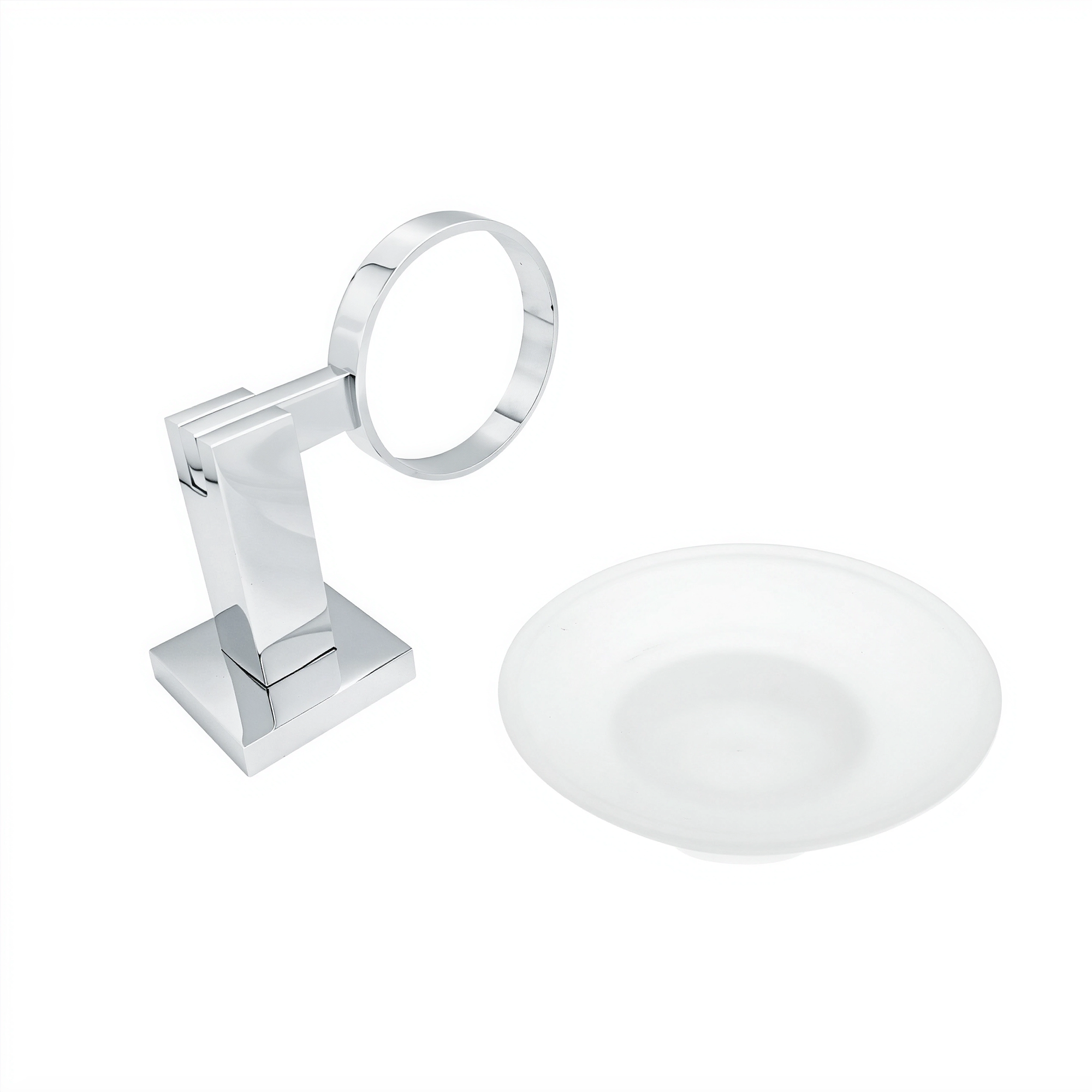 Jabonera Deluxe Base Cuadrada Con Plato Vidrio Opalizado