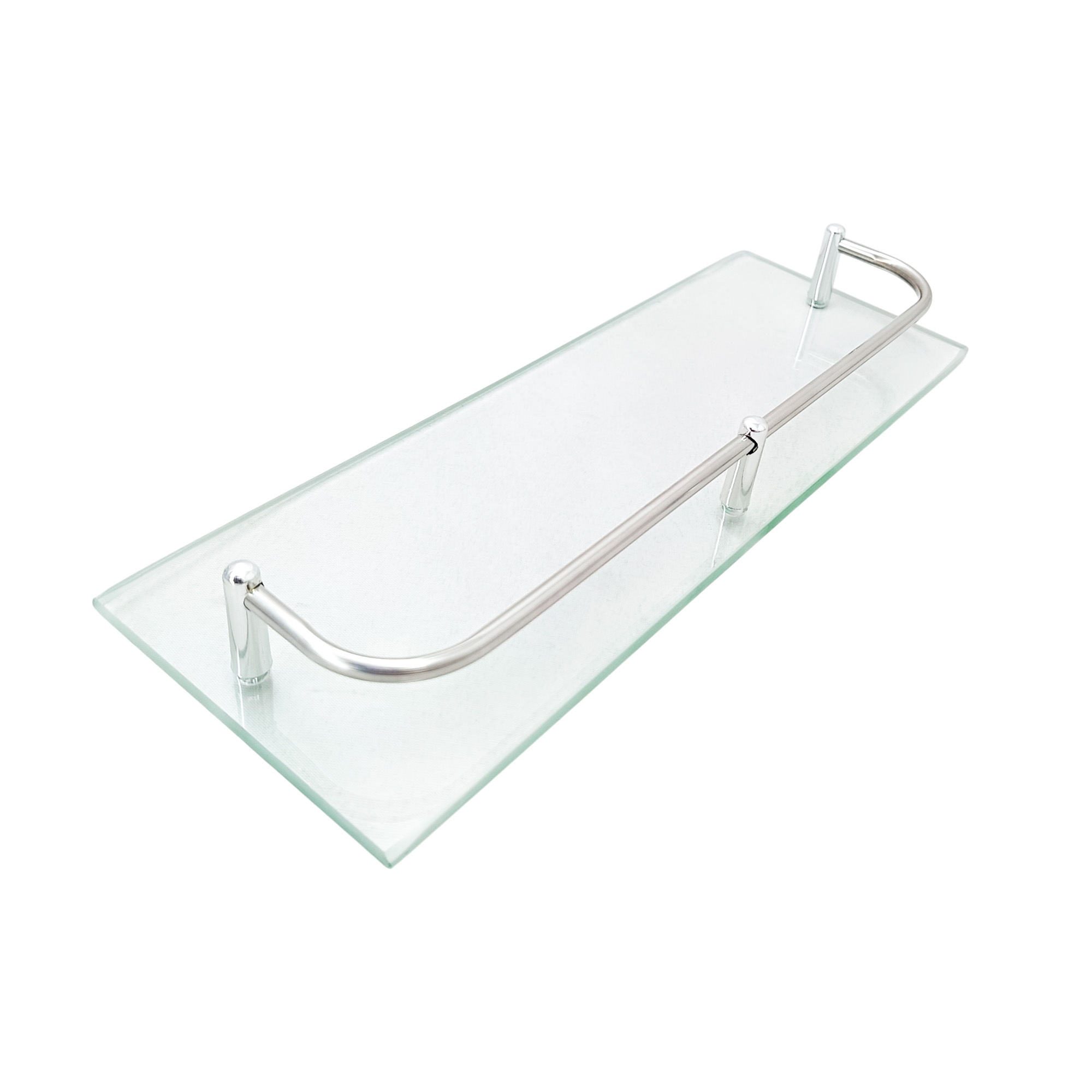 Repisa Rectangular En Vidrio Y Acero 30cm