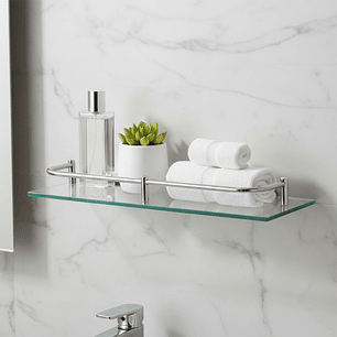 Repisa Rectangular En Vidrio Y Acero 30cm