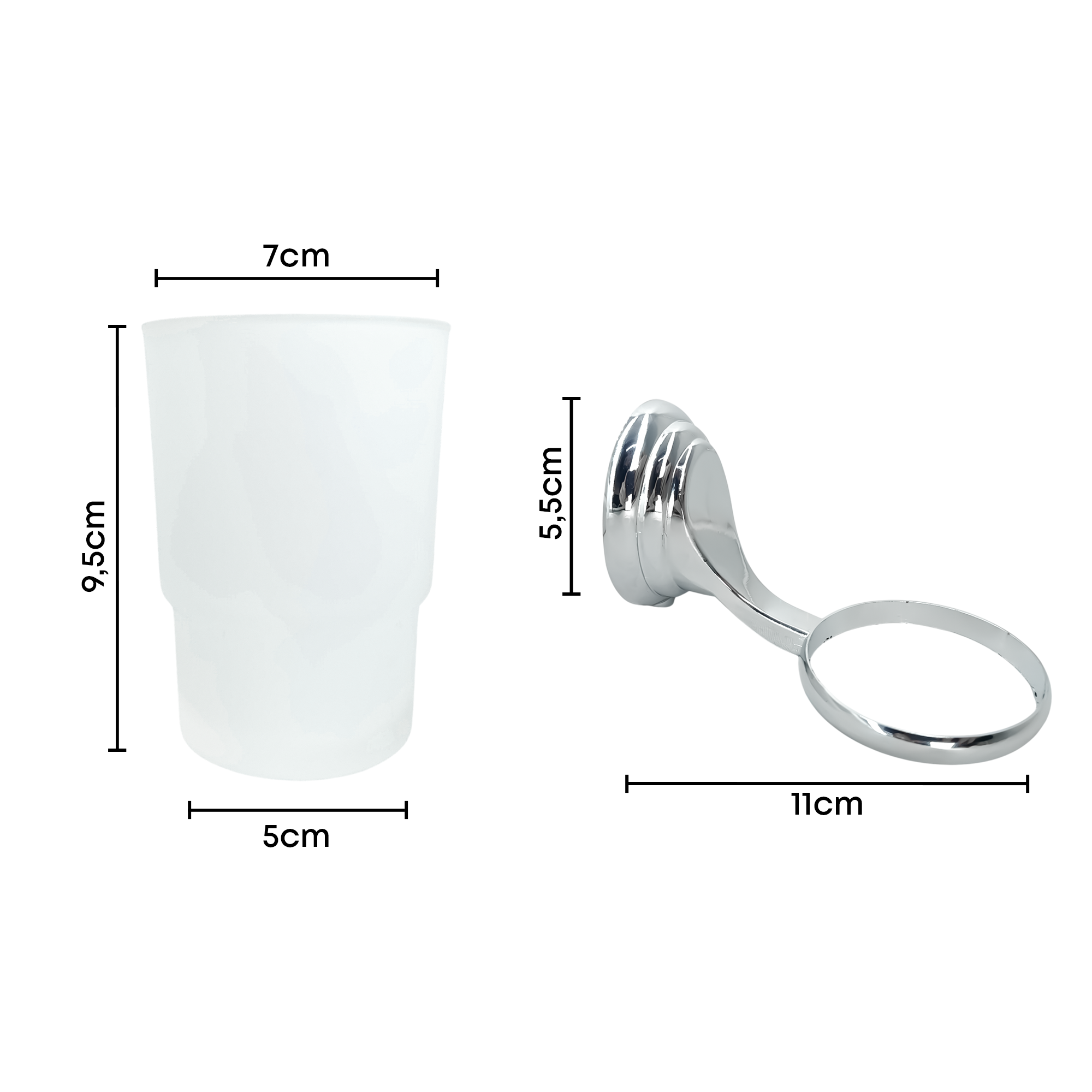 Porta Cepillos, Vidrio Y Metal Accesorio Baño