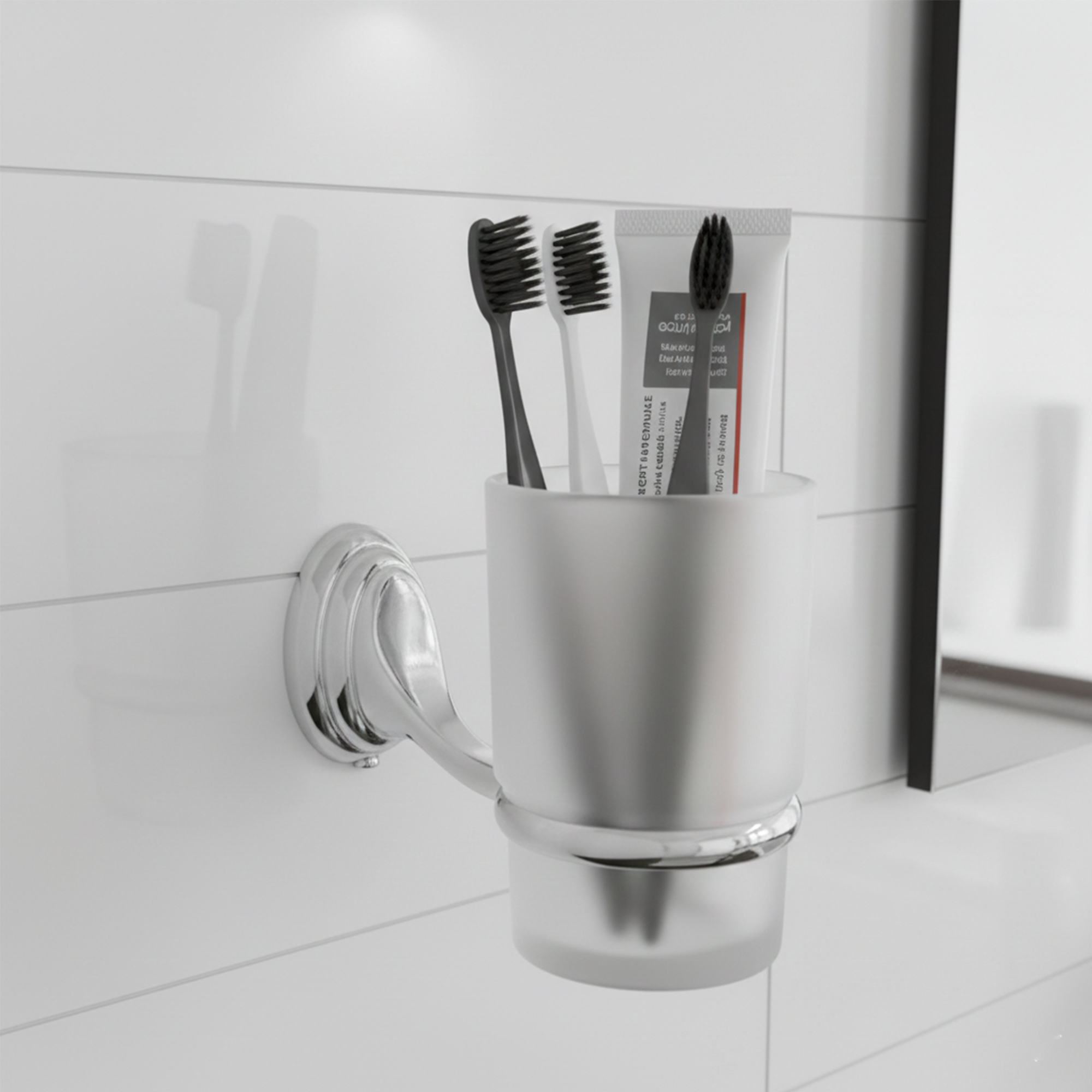 Porta Cepillos, Vidrio Y Metal Accesorio Baño