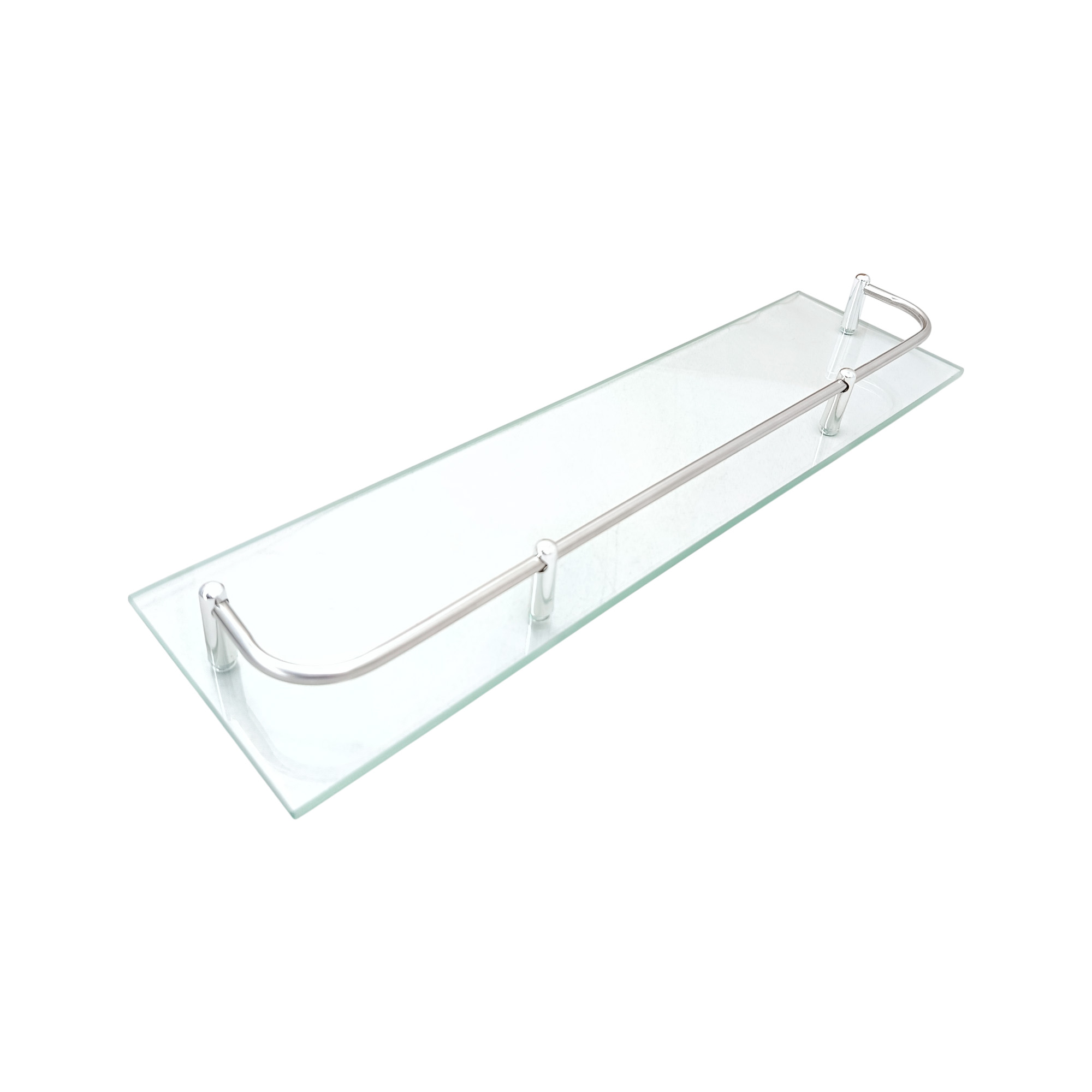 Repisa Rectangular En Vidrio Y Acero 40cm 