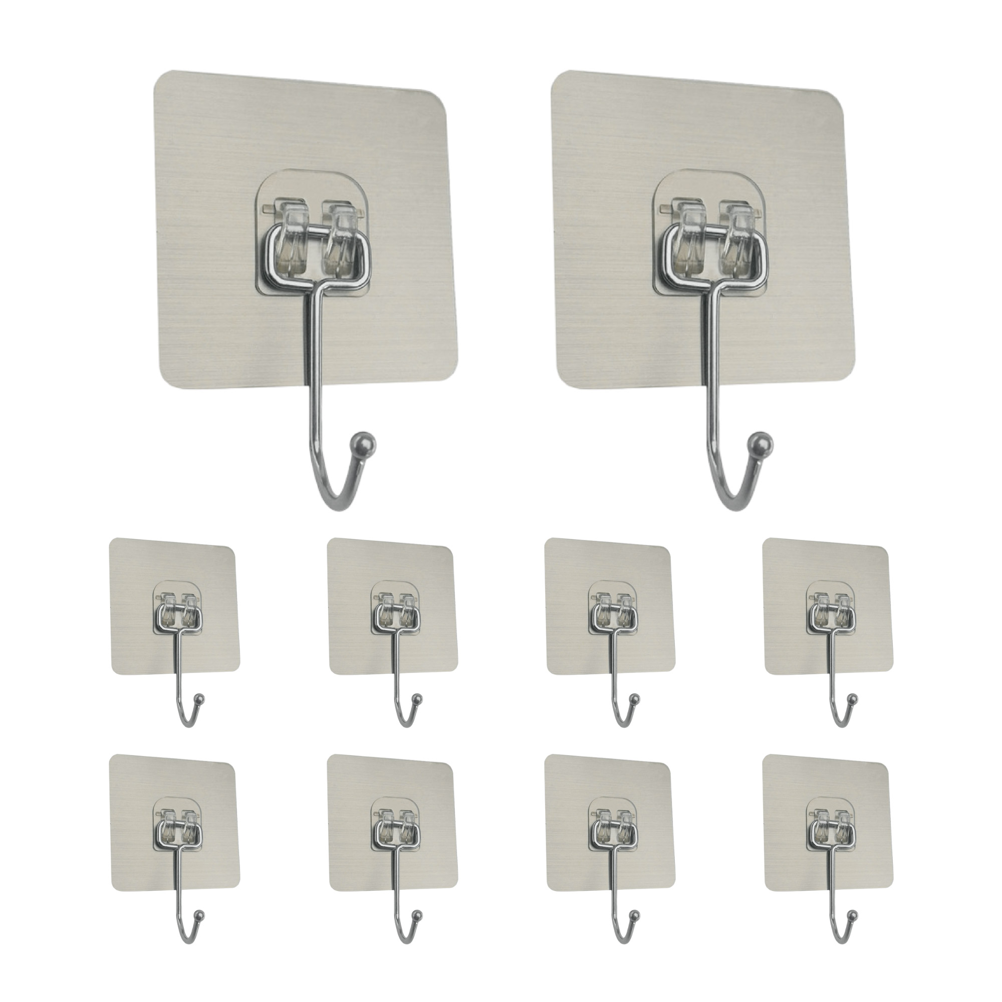 Pack X10 Percheros Ultra Adhesivos 1 Servicio Plateado