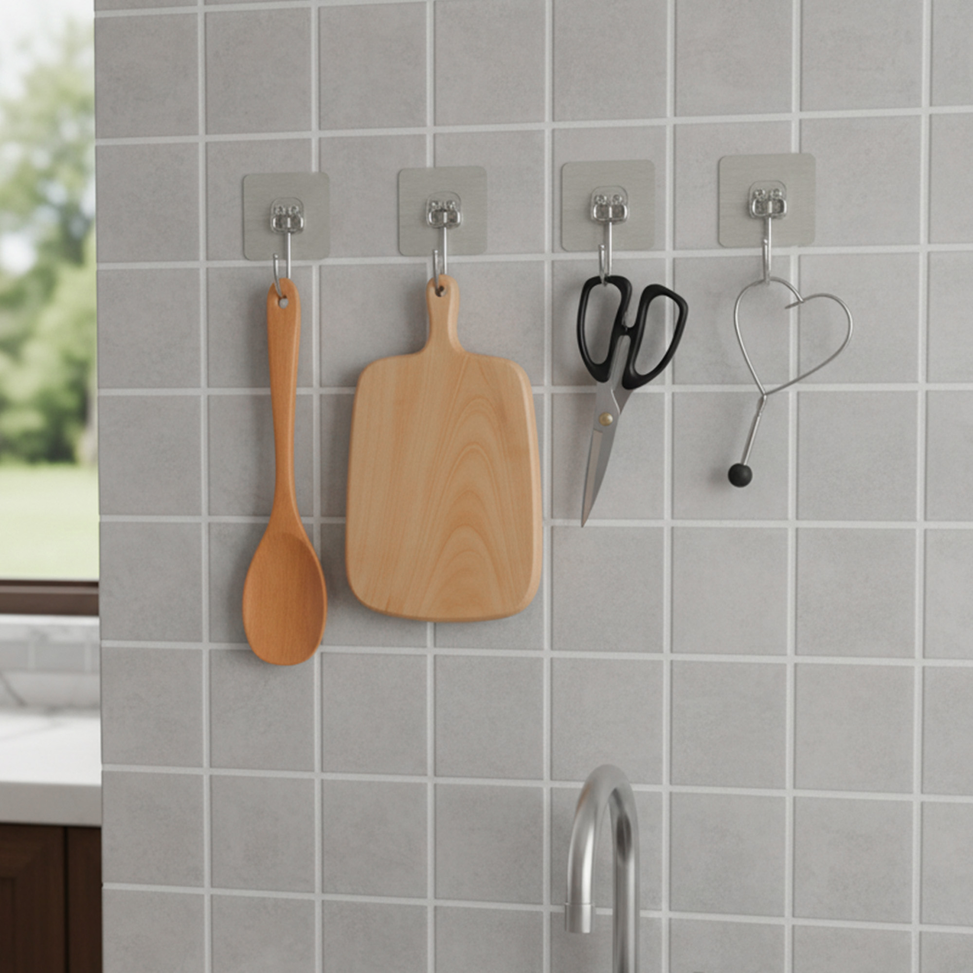 Pack X10 Percheros Ultra Adhesivos 1 Servicio Plateado