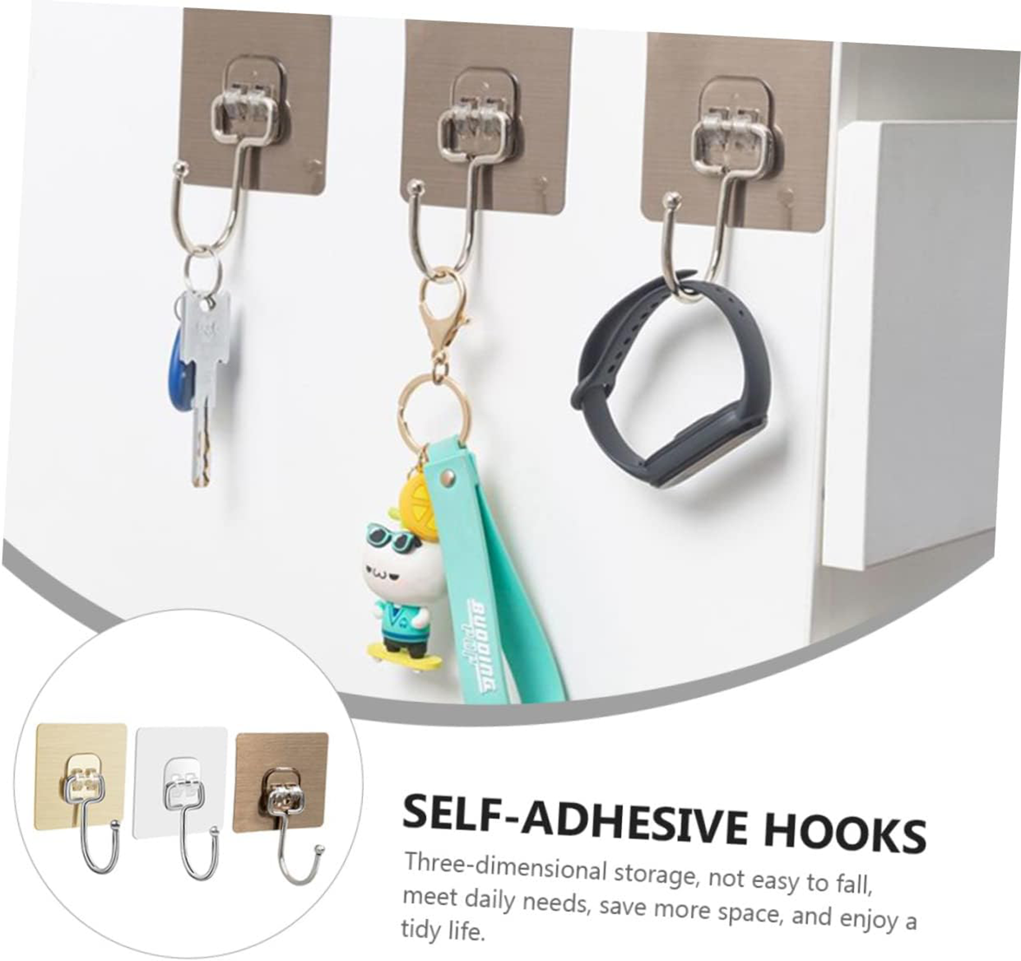 Pack X10 Percheros Ultra Adhesivos 1 Servicio Plateado