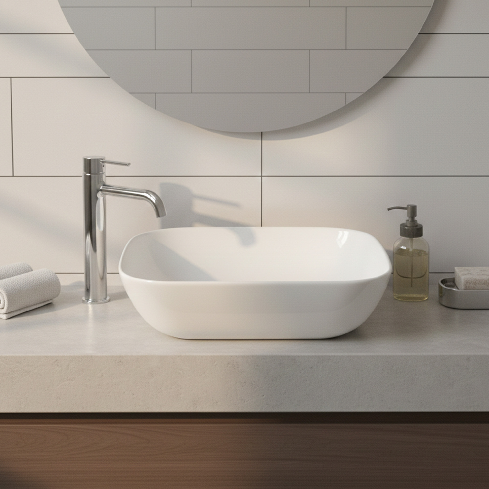 Lavamanos De Sobreponer En Cerámica Blanco