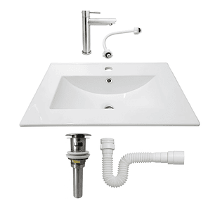 Placa Lavamanos PL-60 + Griferia Agua Fria + Push + Sifon C173