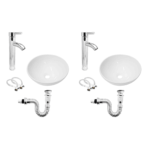 Pack x2 Combo Lavamanos + Grifería + Push + Sifón C157