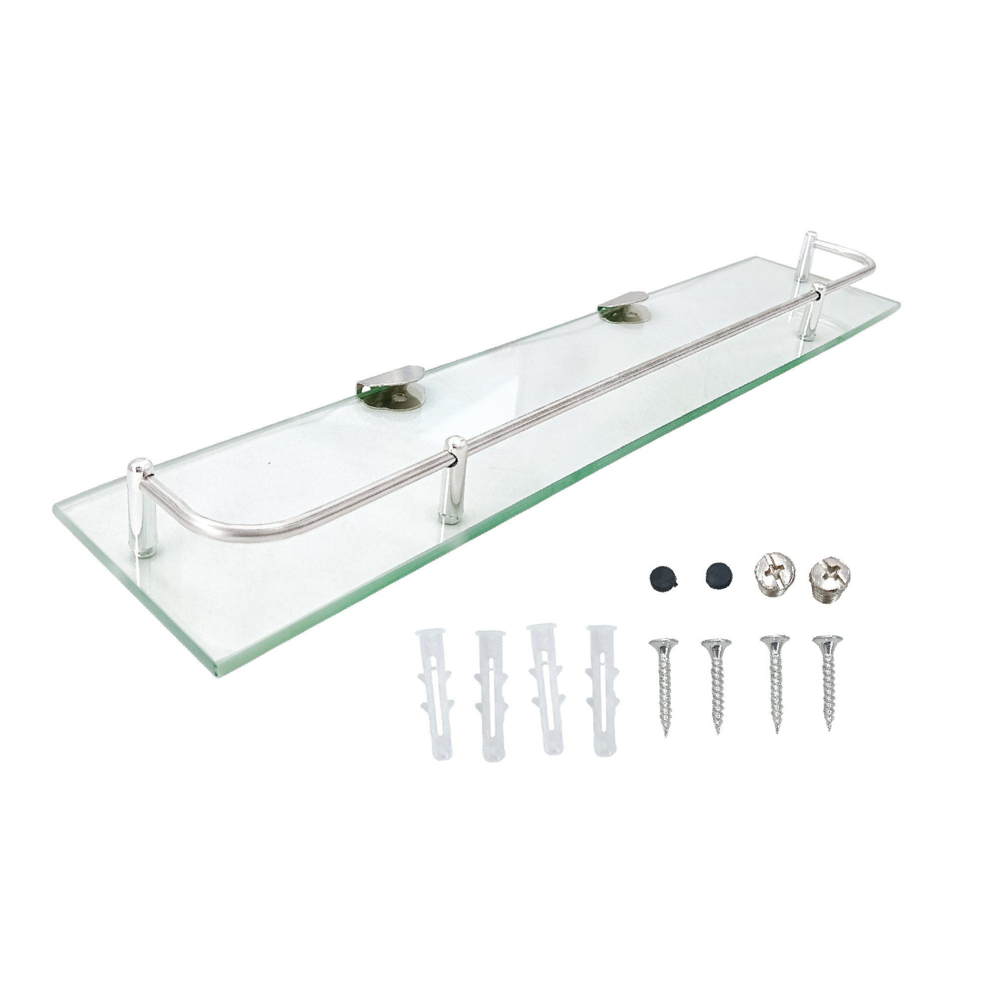 Organizador Baño Rectangular En Vidrio Y Acero 50cm Tc