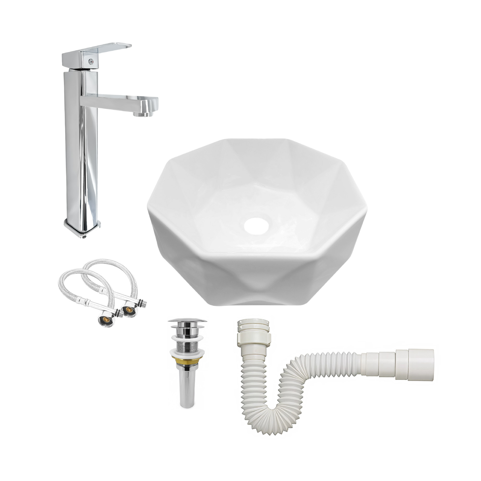 Combo Lavamanos  Lujo + Griferia  Mezclador +push Y Sifon