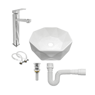 Combo Lavamanos  Lujo + Griferia  Mezclador +push Y Sifon