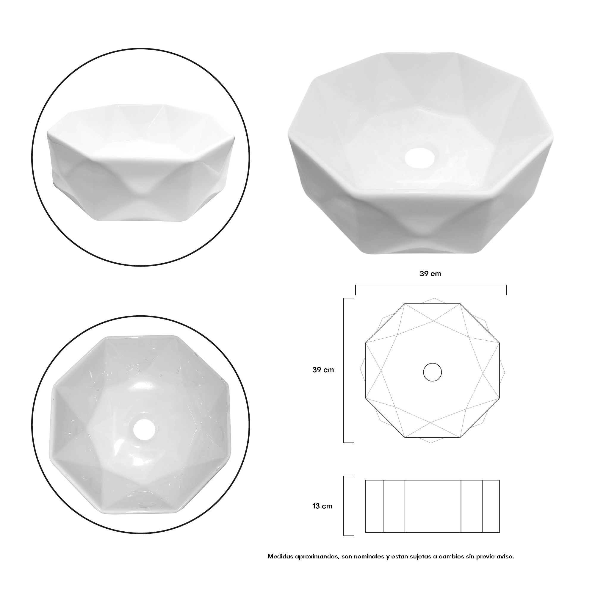 Combo Lavamanos  Octagonal Griferia Y Accesorios C791