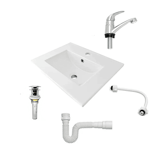 Combo Placa Lavamanos PL-53 + Push+ Sifón + Grifería C240