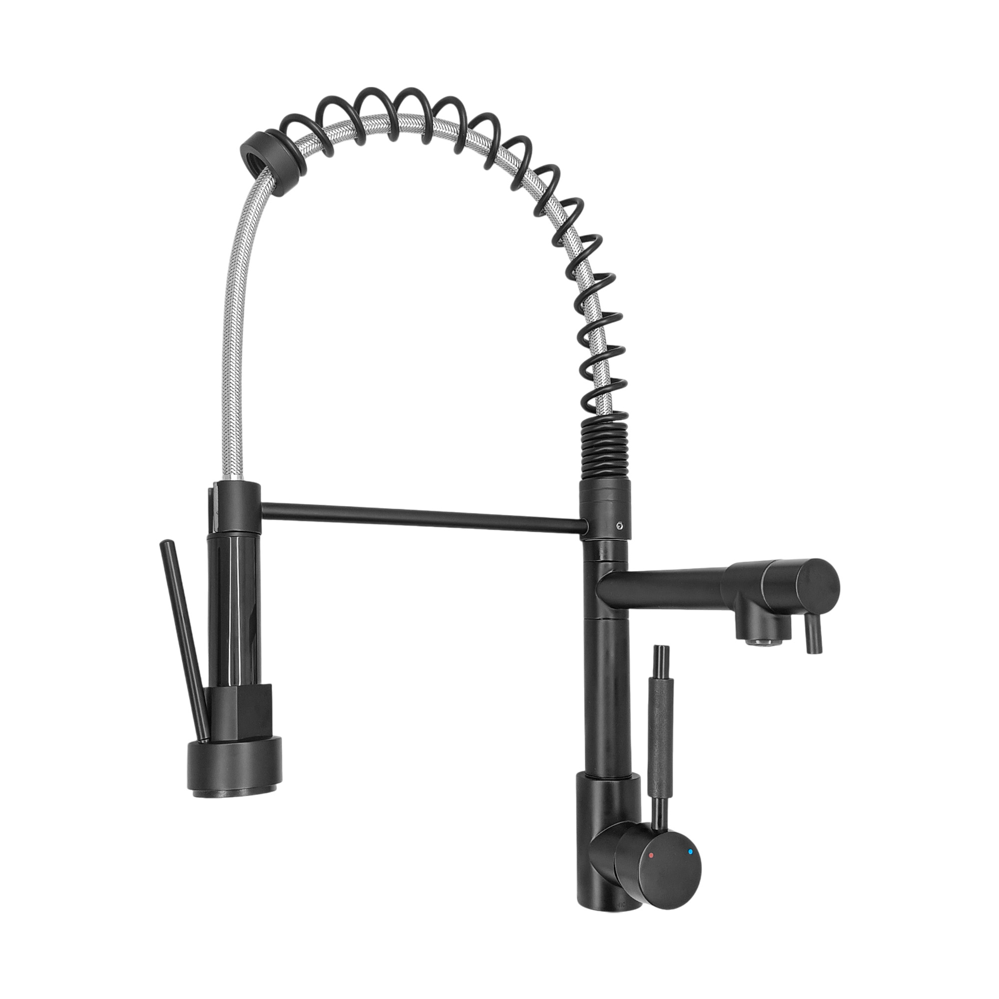 Griferia Lavaplatos Profesional Cuello Flexible Doble Grifo Negro