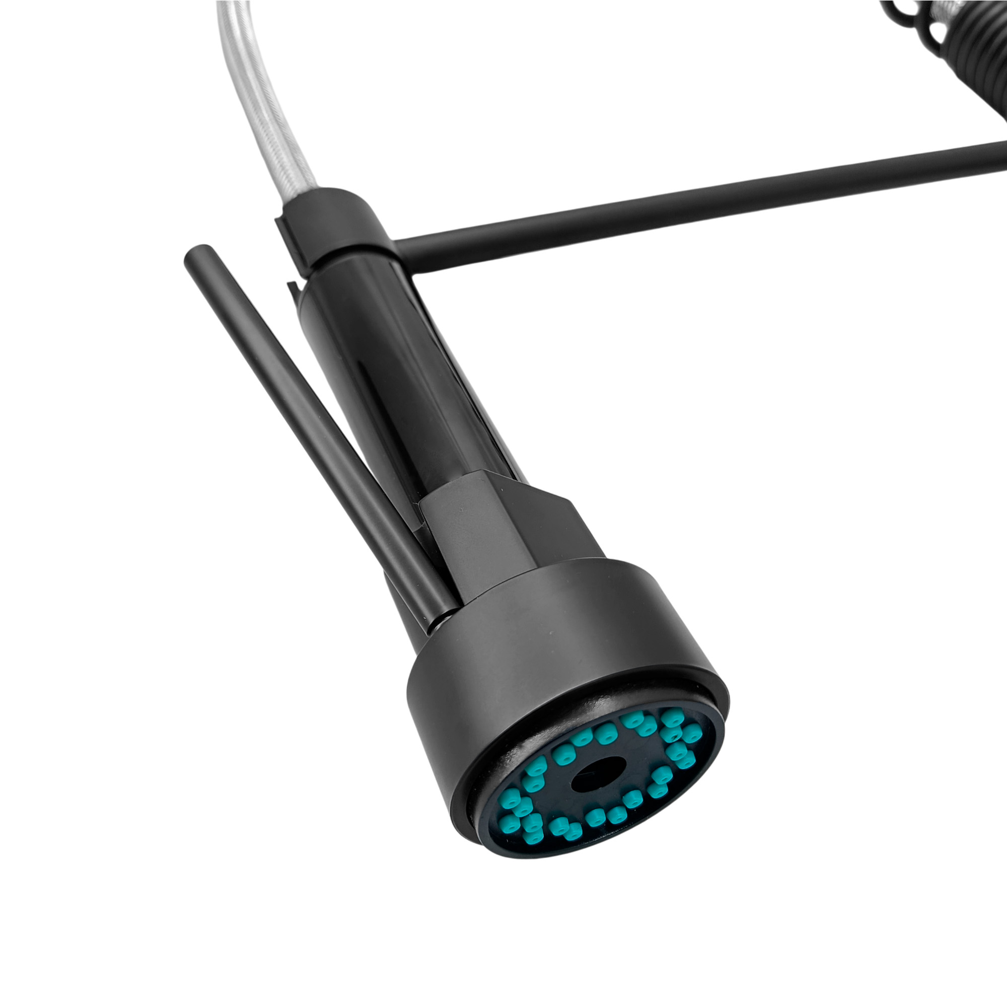 Griferia Lavaplatos Profesional Cuello Flexible Doble Grifo Negro