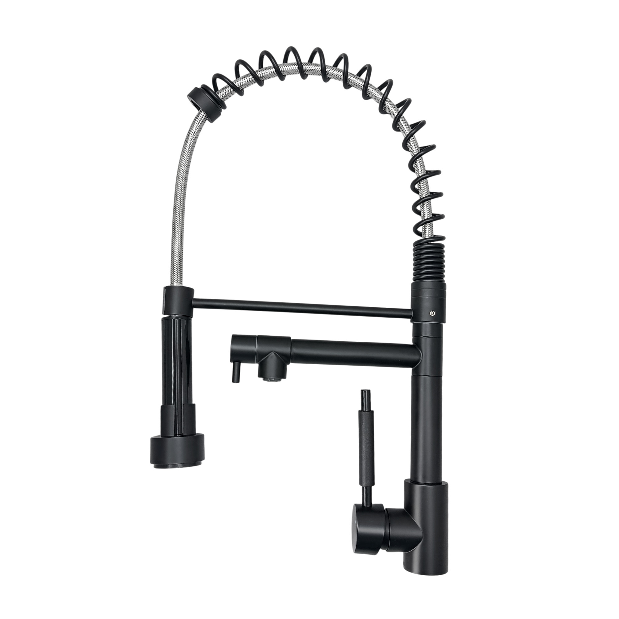 Griferia Lavaplatos Profesional Cuello Flexible Doble Grifo Negro