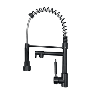 Griferia Lavaplatos Profesional Cuello Flexible Doble Grifo Negro