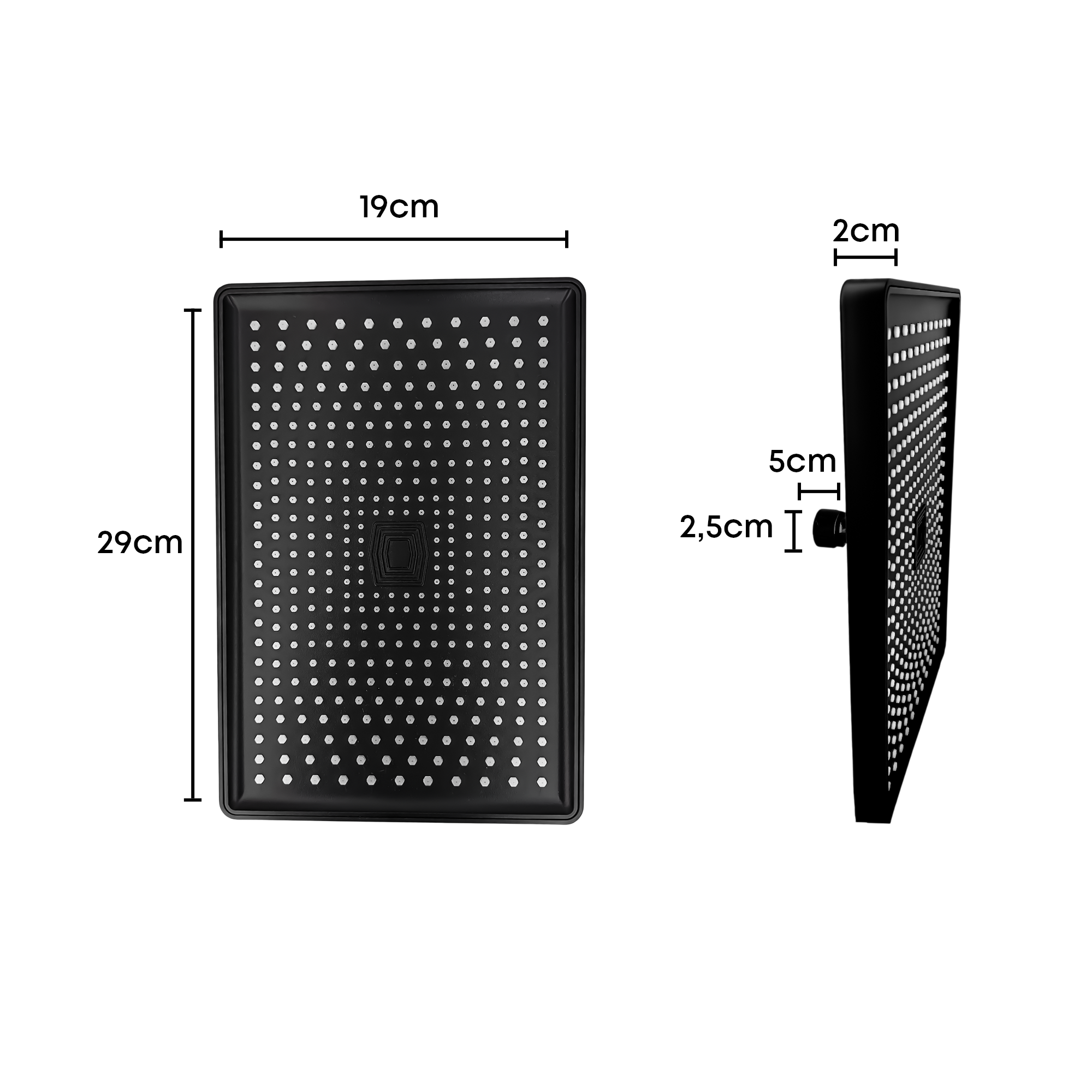 Regadera Ducha Rectangular Multichorro Negra En Abs