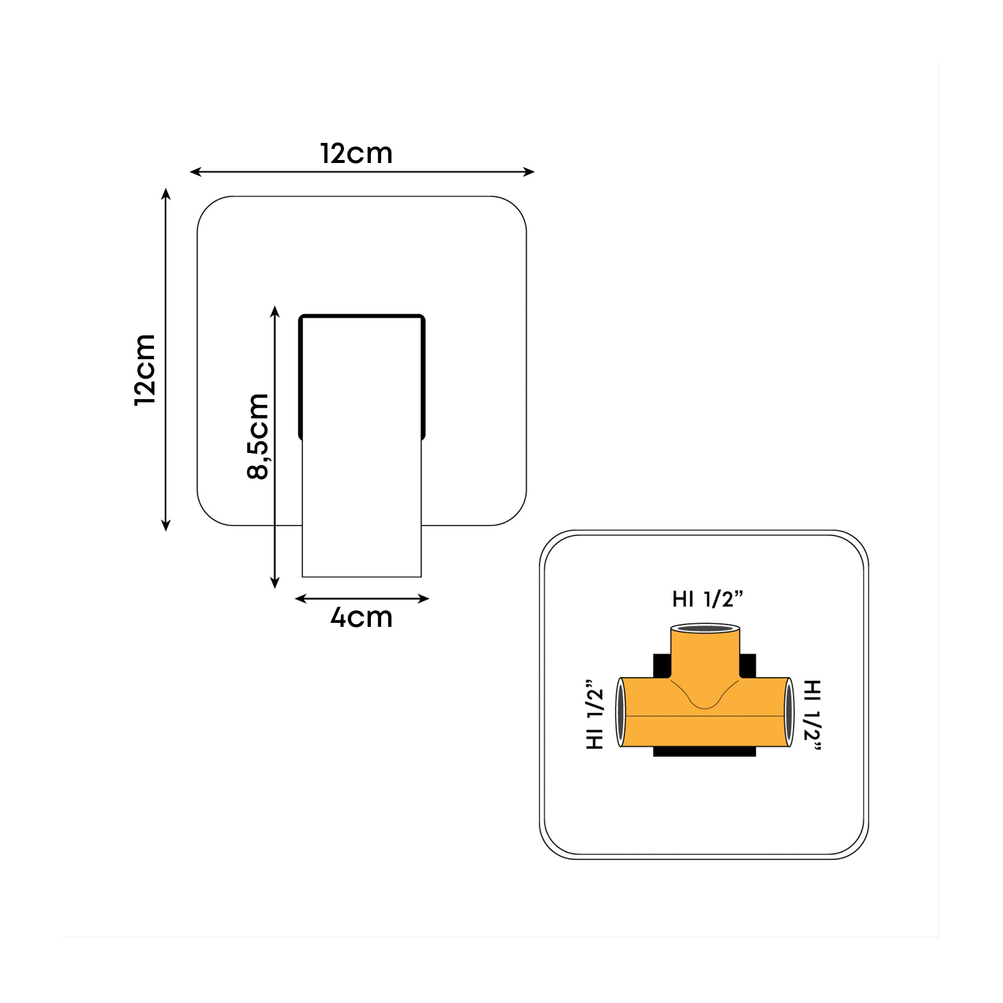 Monomando Mezclador De Ducha Cuadrado Negro