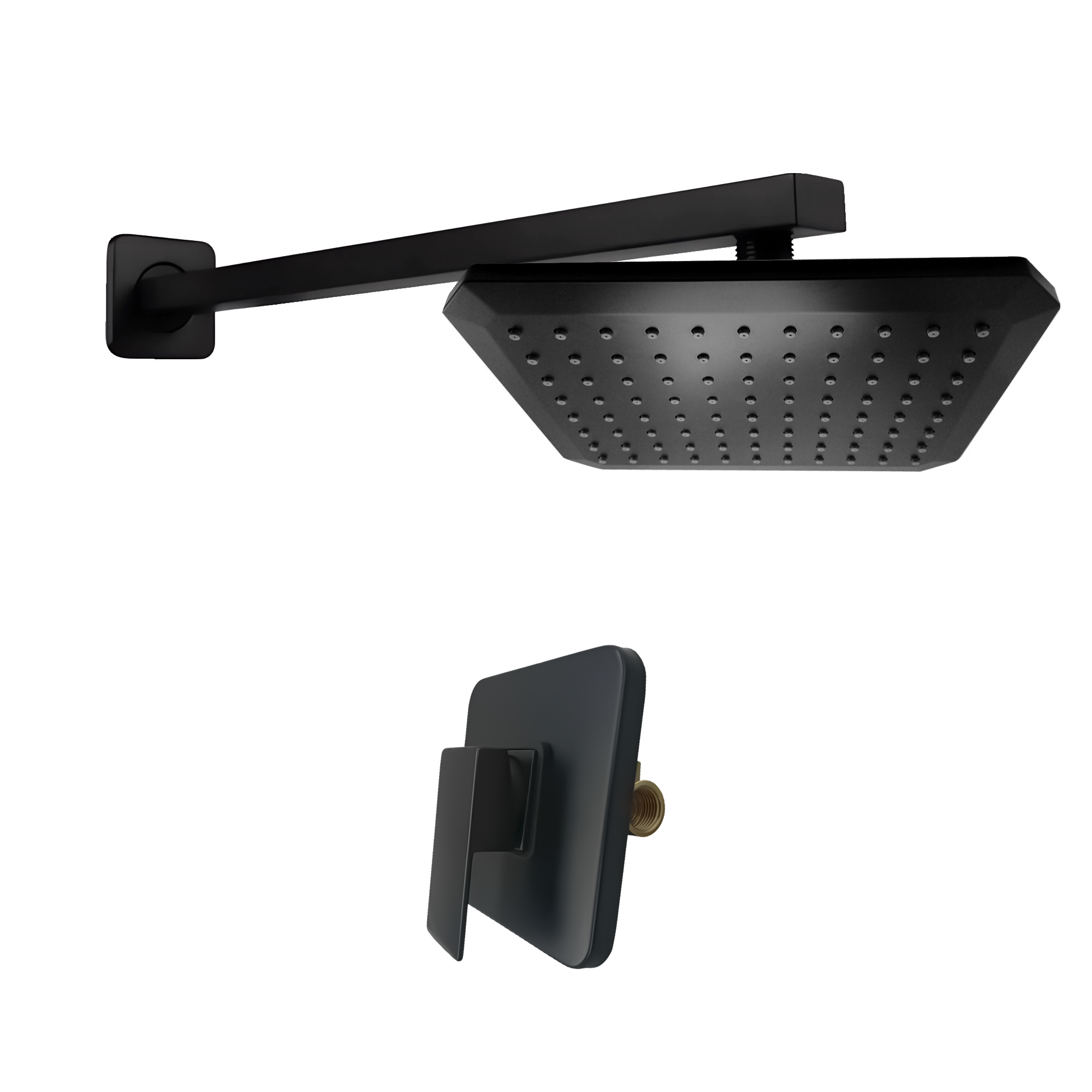 Combo Brazo Ducha + Ducha Rectangular + Mezclador Negro C215