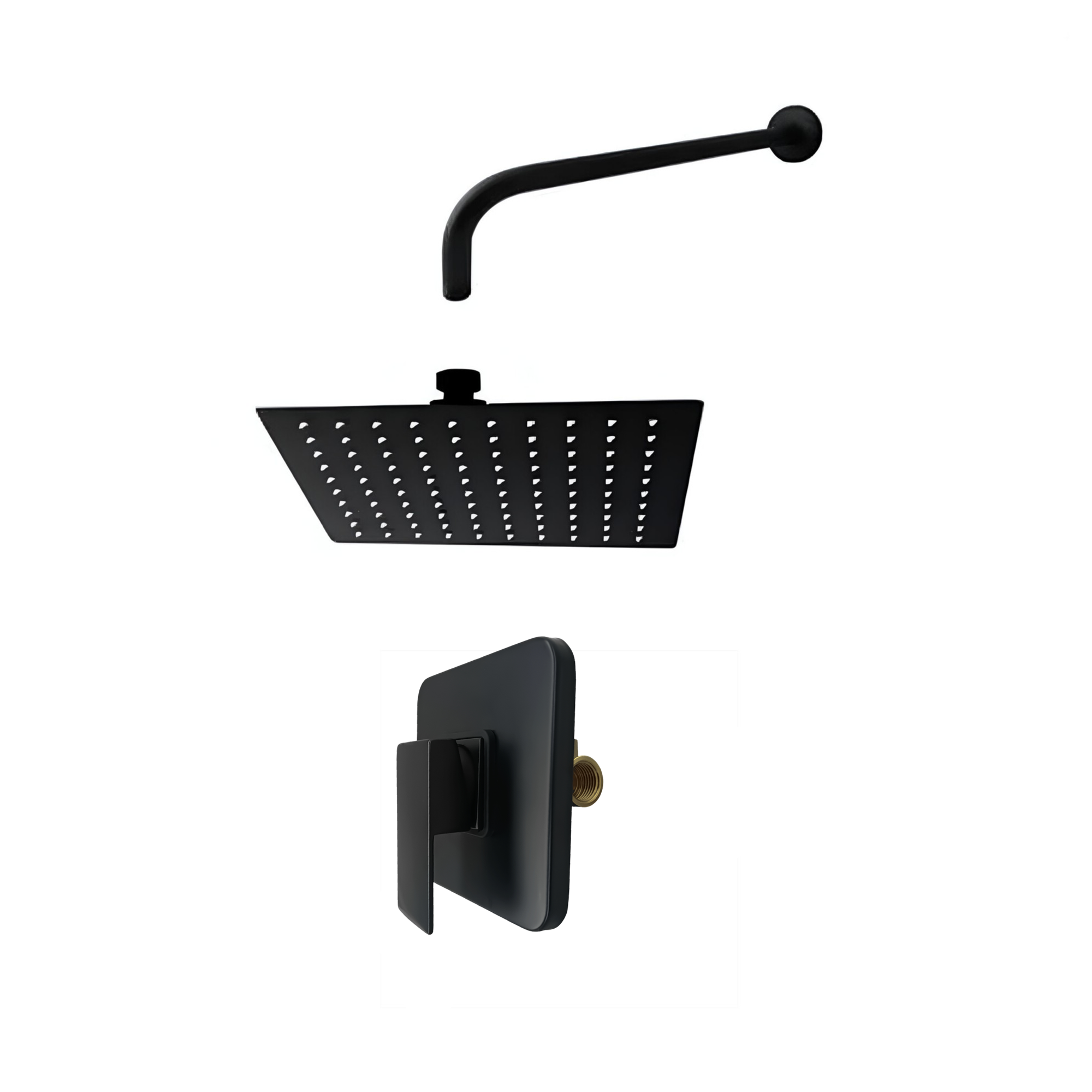 Combo Ducha De 20cm + Brazo Cilindrico + Mezclador Negro 400