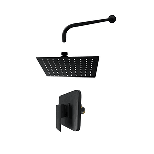 Combo Ducha De 20cm + Brazo Cilindrico + Mezclador Negro 400