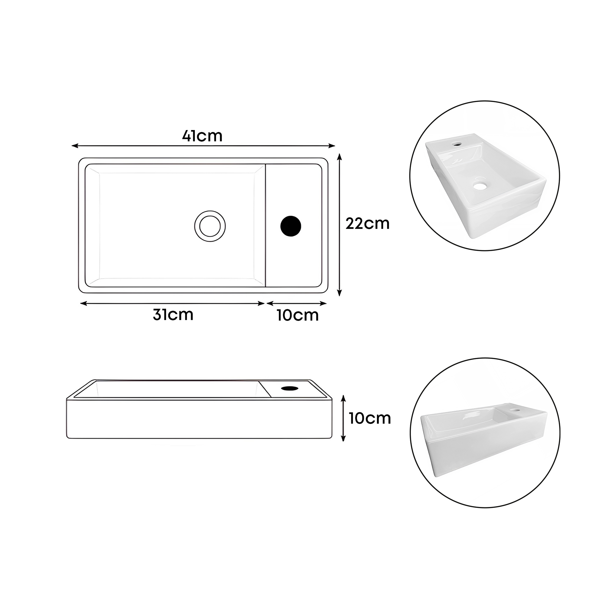 Combo Lavamanos Pequeño Rectangular +grifería Agua Fría C831