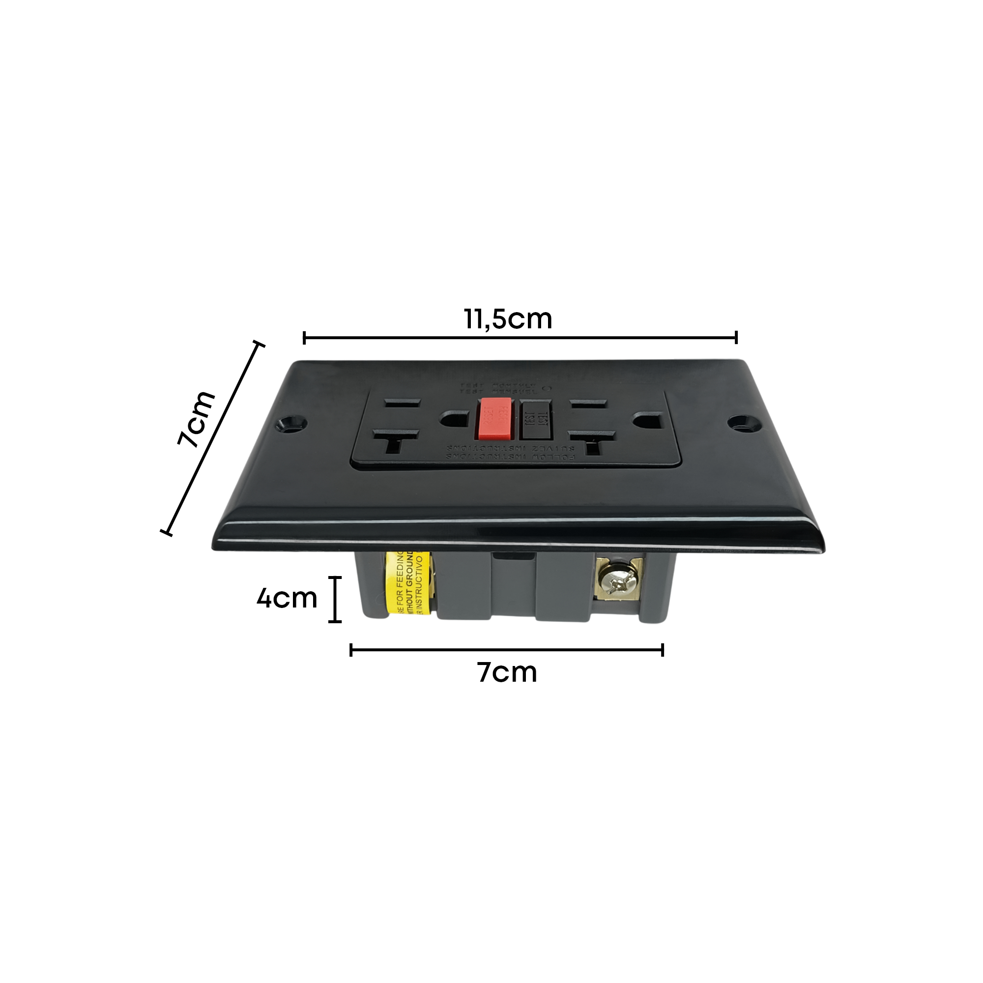 Toma De Seguridad GFCI Doble Negra