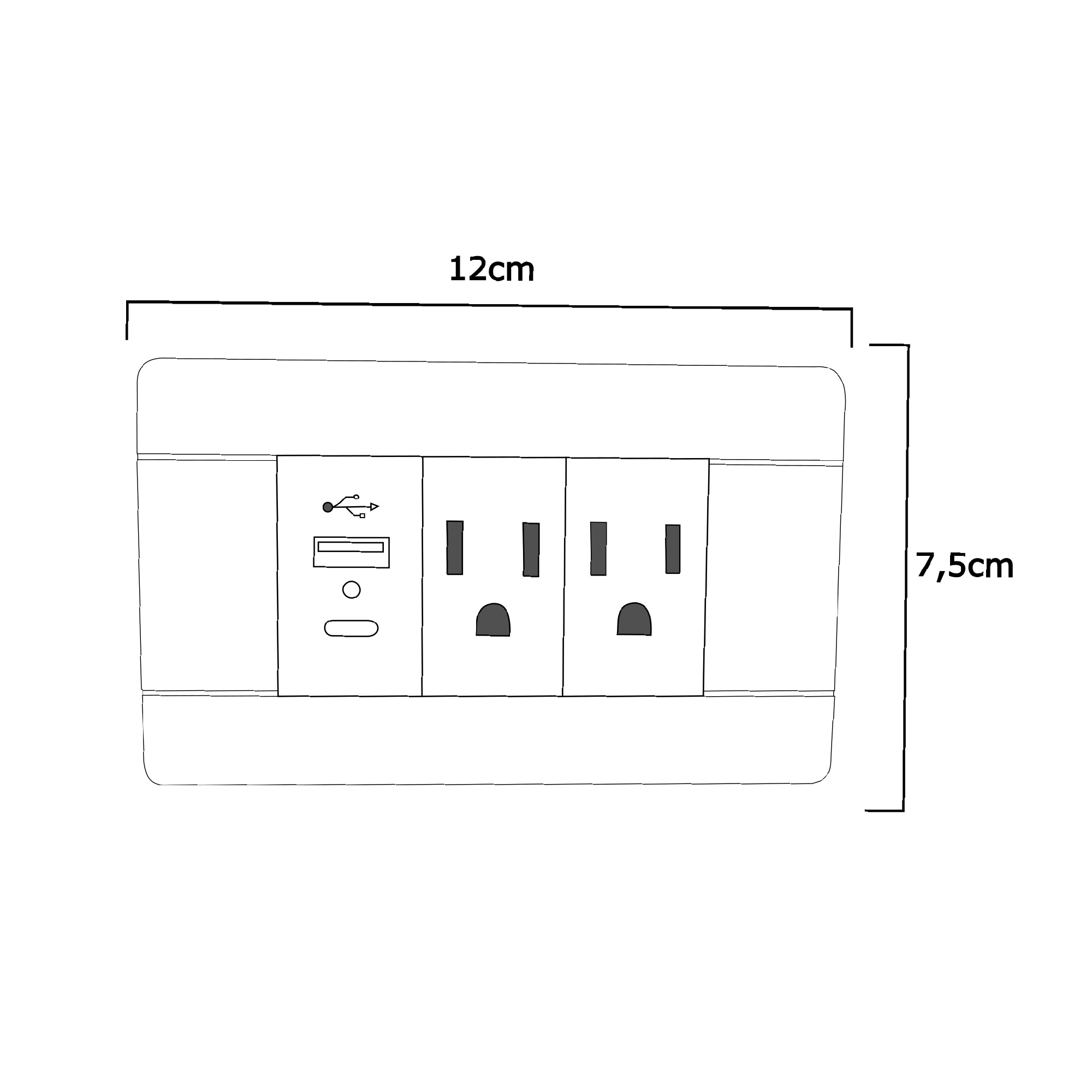 Pack X 5 Unidades Toma + Conector Usb Doble Blanco C802