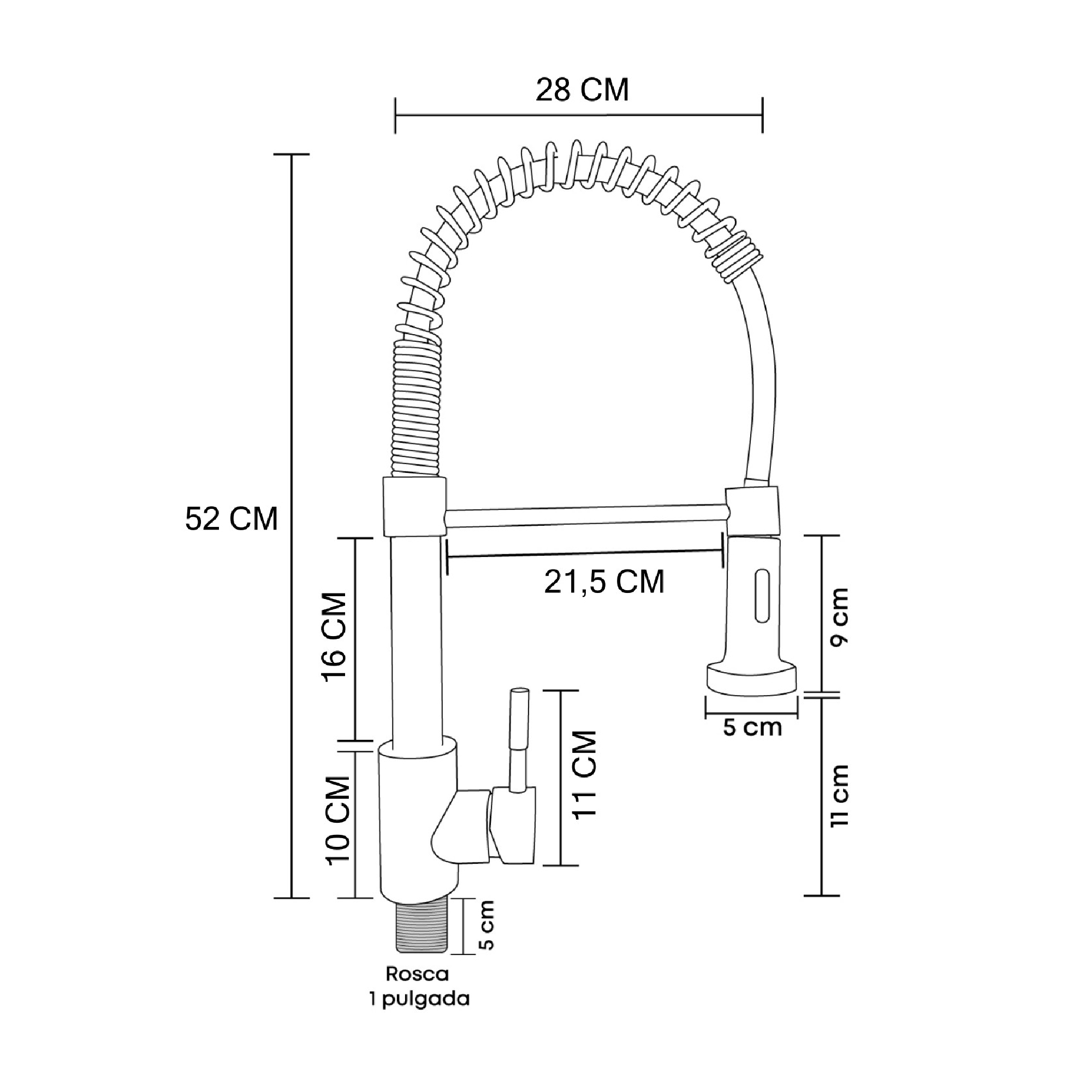 Grifo Cocina Profesional Con Rociador Monomando Negro