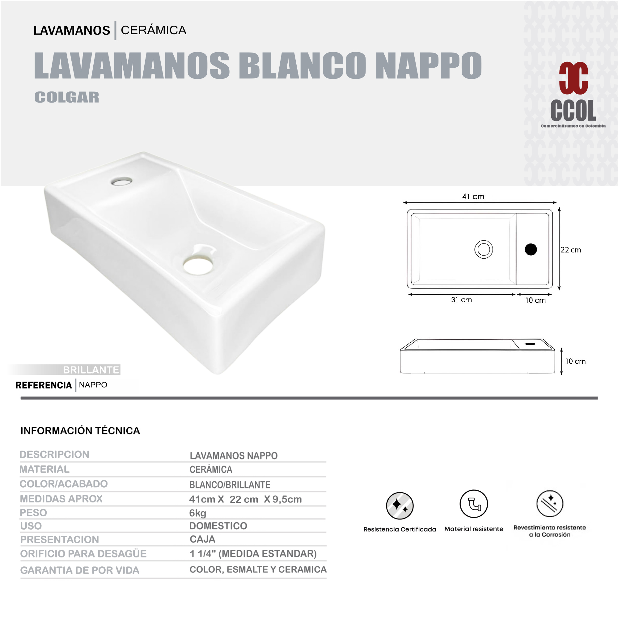 Lavamanos Nappo Blanco