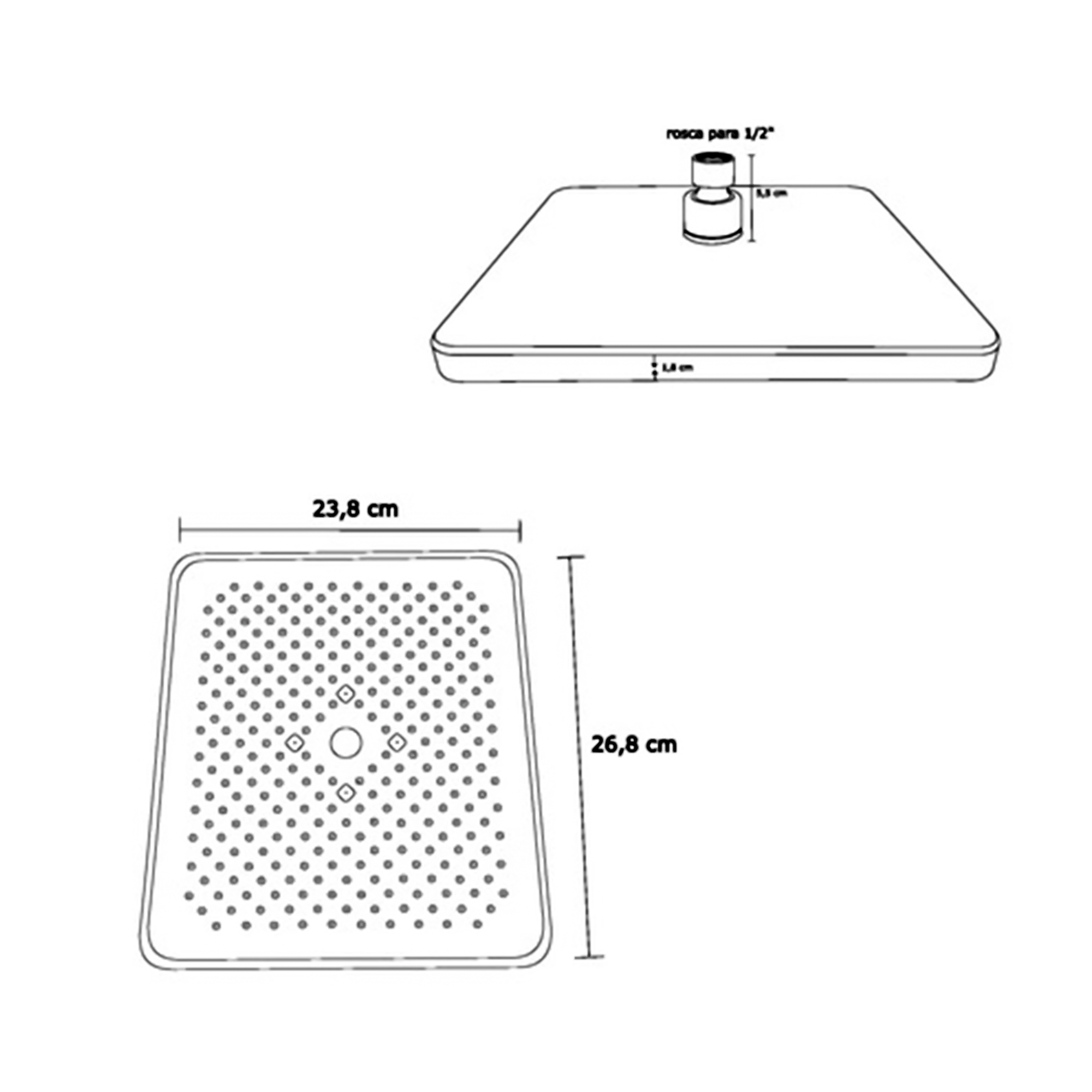 Regadera Ducha Rectangular Diamante Negra En Abs