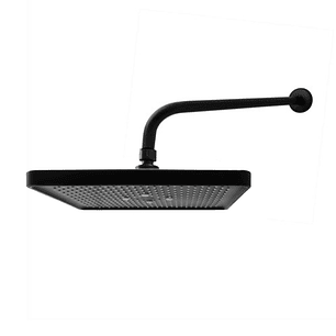 Ducha Rectangular Diamante Negra En Abs + Brazo A Muro Negro